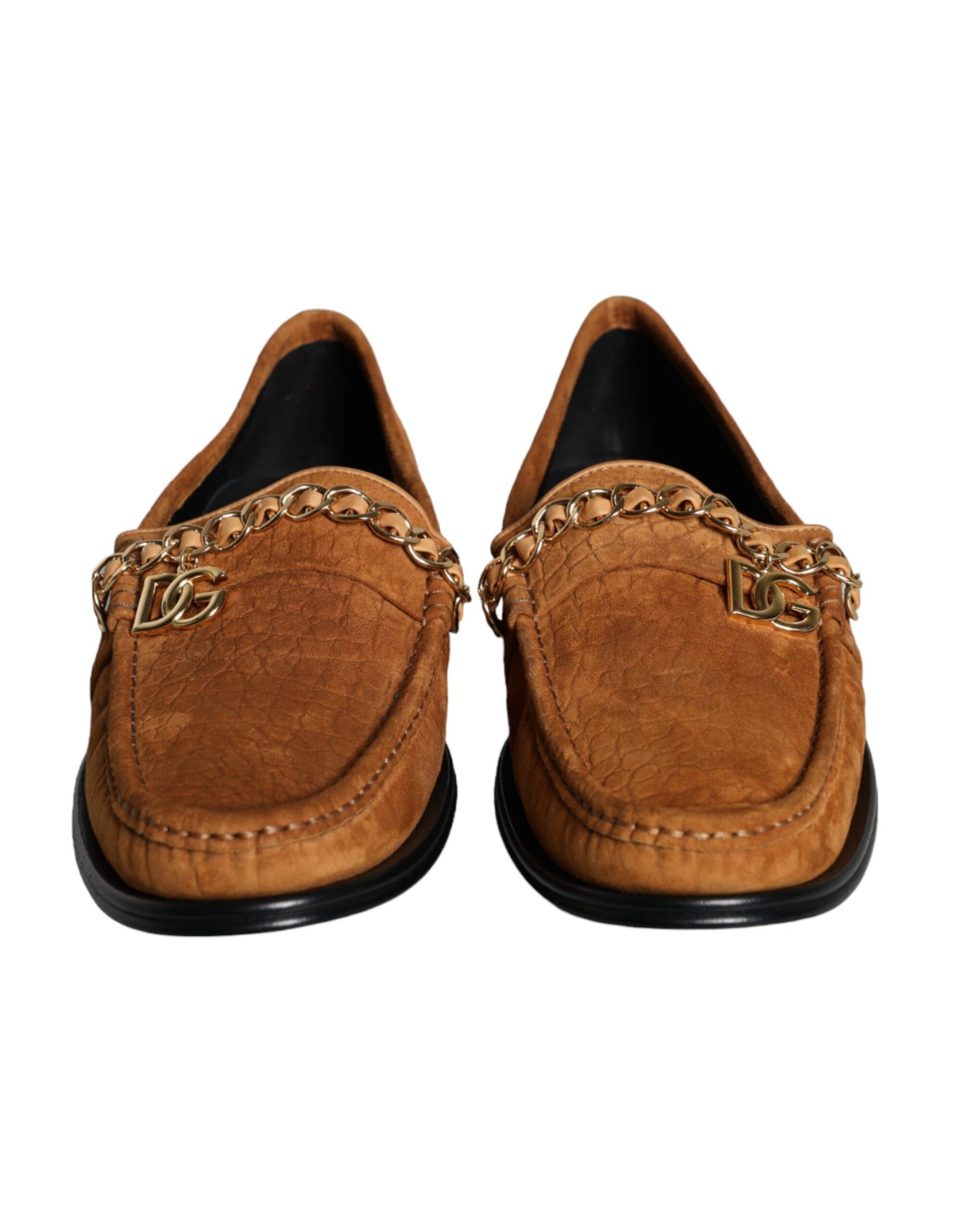 Dolce & Gabbana Brown Velvet Leather Logo Mocassin Slip On Shoes Curated Luxury Accessories by Orvyn