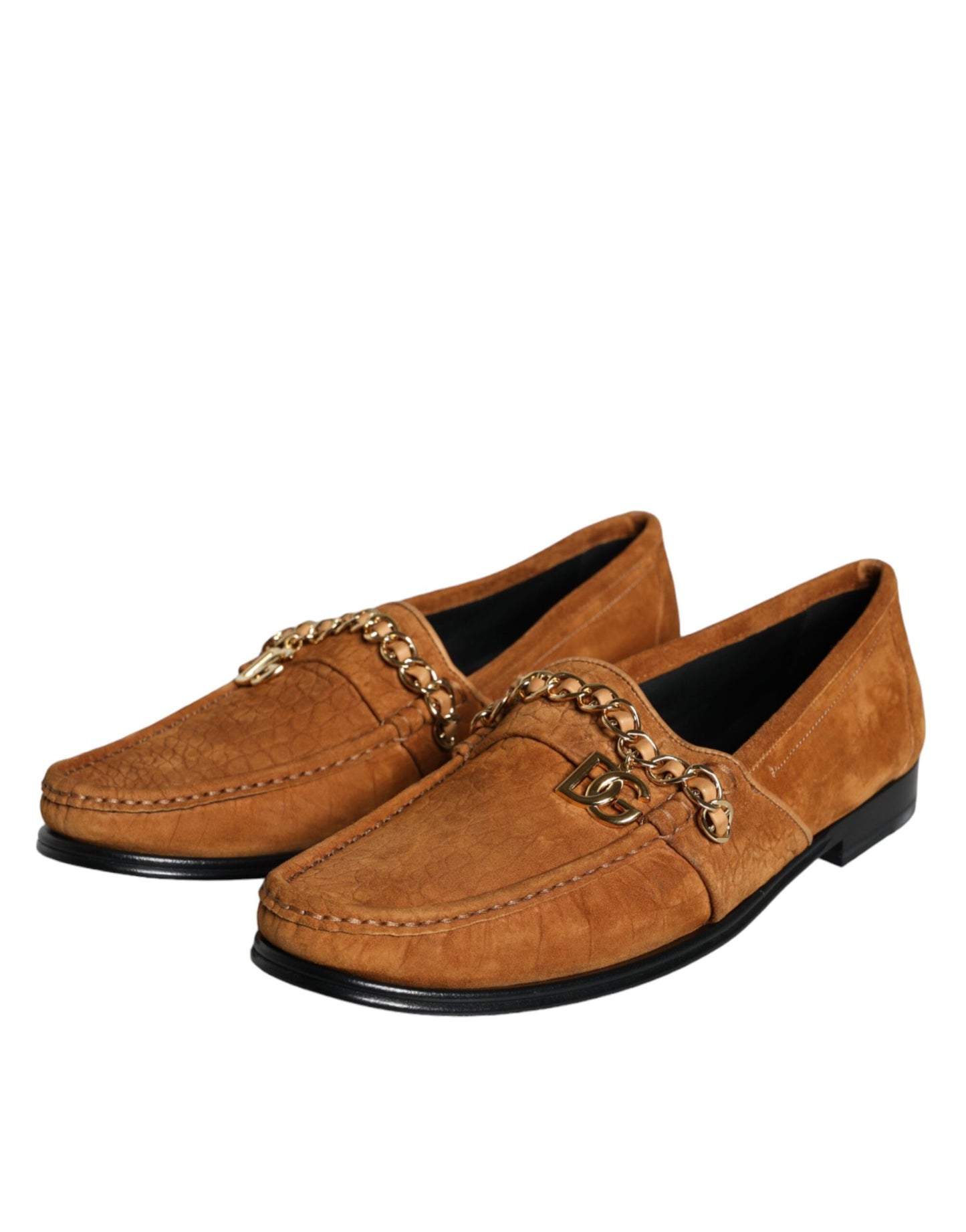 Dolce & Gabbana Brown Velvet Leather Logo Mocassin Slip On Shoes Curated Luxury Accessories by Orvyn