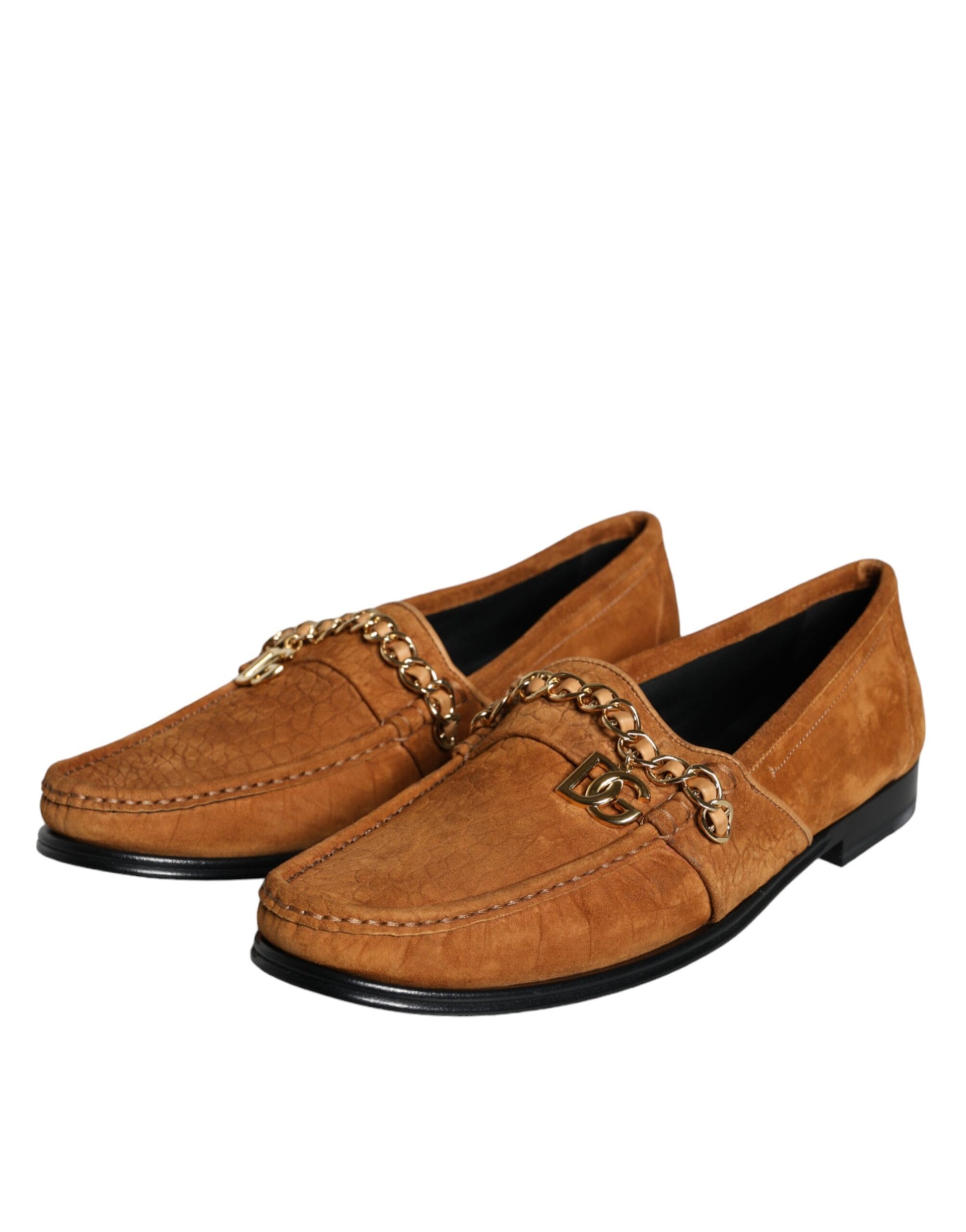 Dolce & Gabbana Brown Velvet Leather Logo Mocassin Slip On Shoes Curated Luxury Accessories by Orvyn