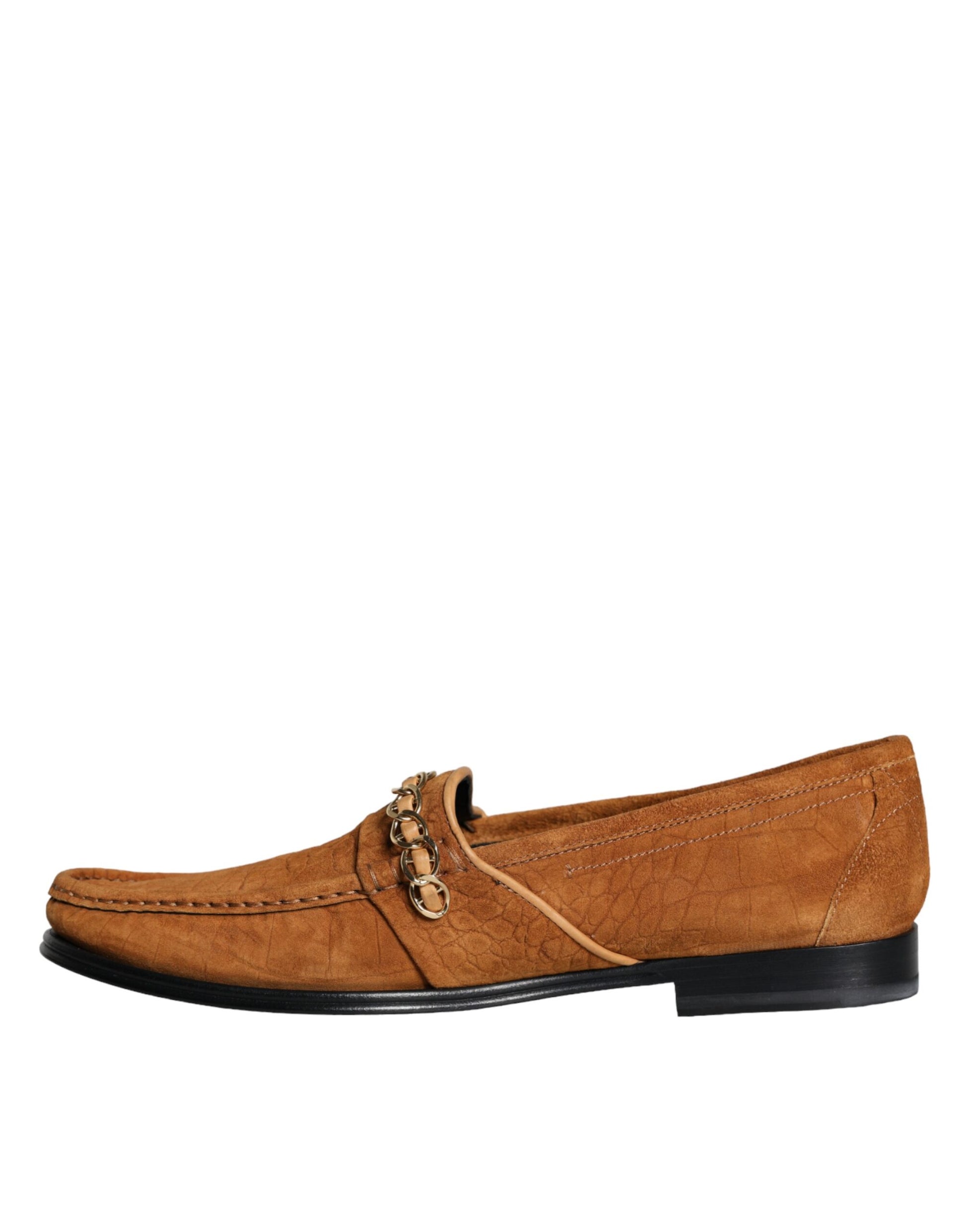 Dolce & Gabbana Brown Velvet Leather Logo Mocassin Slip On Shoes Curated Luxury Accessories by Orvyn