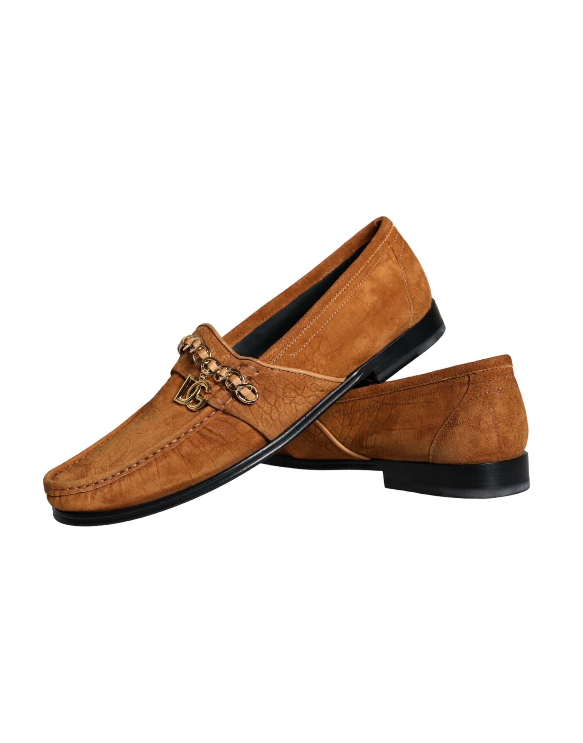 Dolce & Gabbana Brown Velvet Leather Logo Mocassin Slip On Shoes Curated Luxury Accessories by Orvyn
