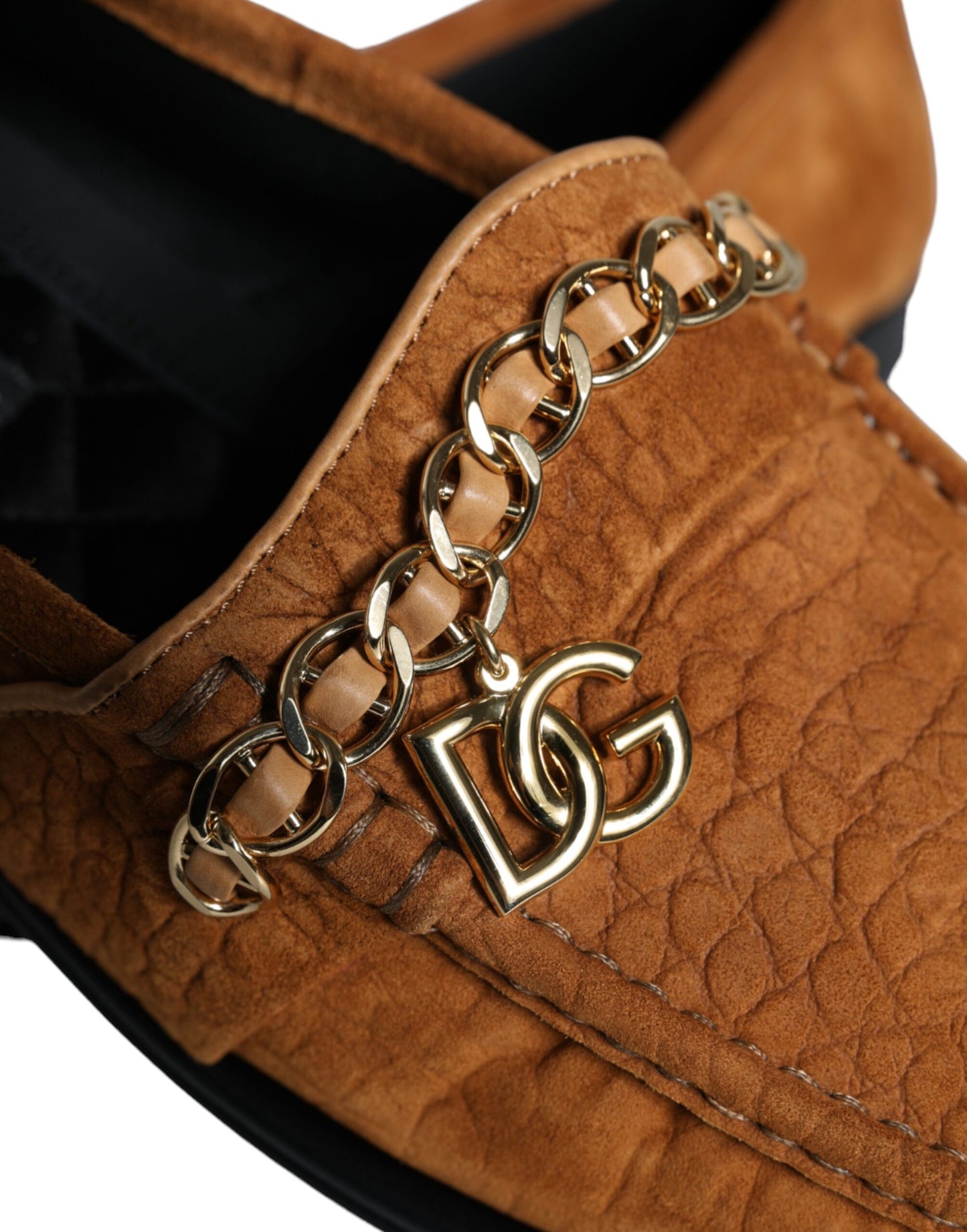 Dolce & Gabbana Brown Velvet Leather Logo Mocassin Slip On Shoes Curated Luxury Accessories by Orvyn