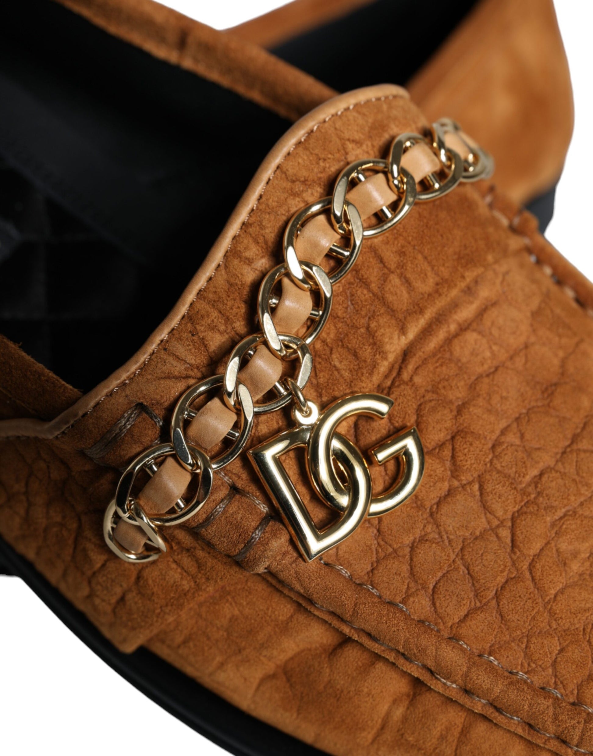 Dolce & Gabbana Brown Velvet Leather Logo Mocassin Slip On Shoes Curated Luxury Accessories by Orvyn