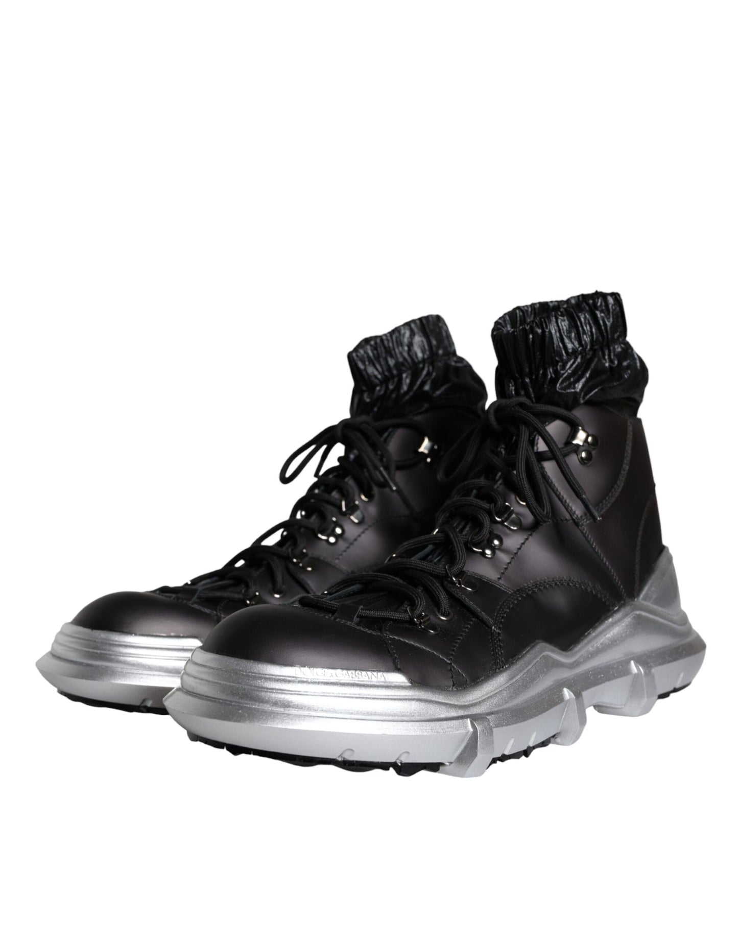 Dolce & Gabbana Black Nylon Galileo High Top Sneakers Shoes Curated Luxury Accessories by Orvyn