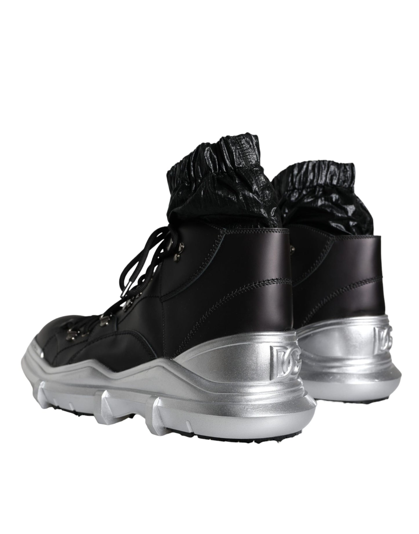 Dolce & Gabbana Black Nylon Galileo High Top Sneakers Shoes Curated Luxury Accessories by Orvyn