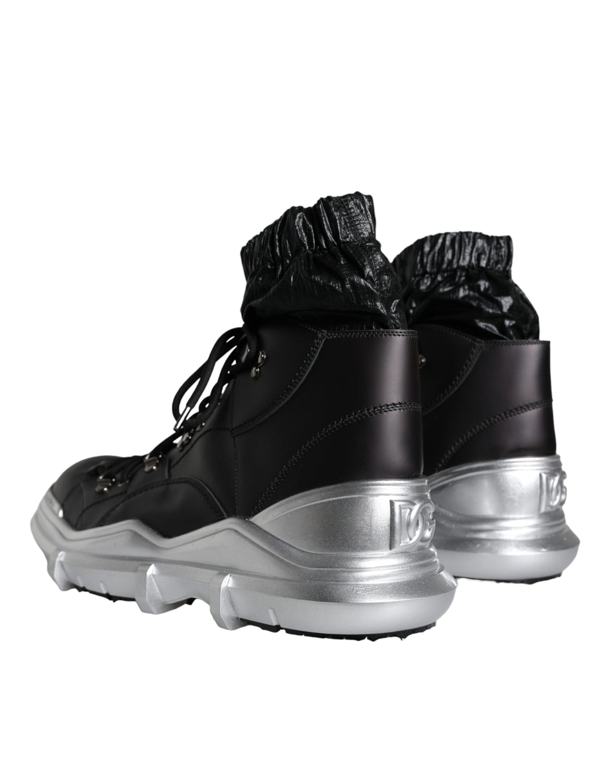 Dolce & Gabbana Black Nylon Galileo High Top Sneakers Shoes Curated Luxury Accessories by Orvyn