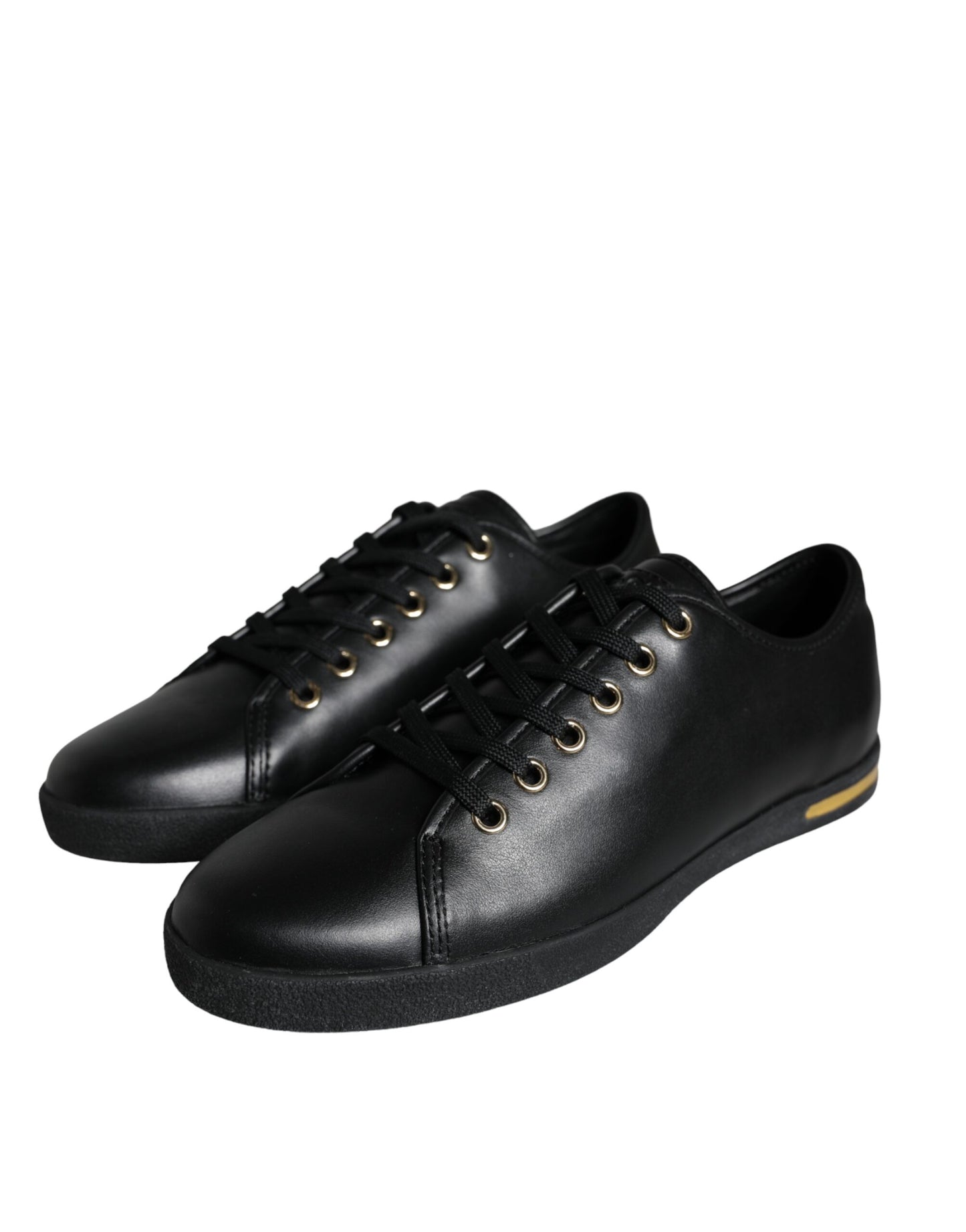 Dolce & Gabbana Black Gold Leather Classic Sneakers Shoes Curated Luxury Accessories by Orvyn