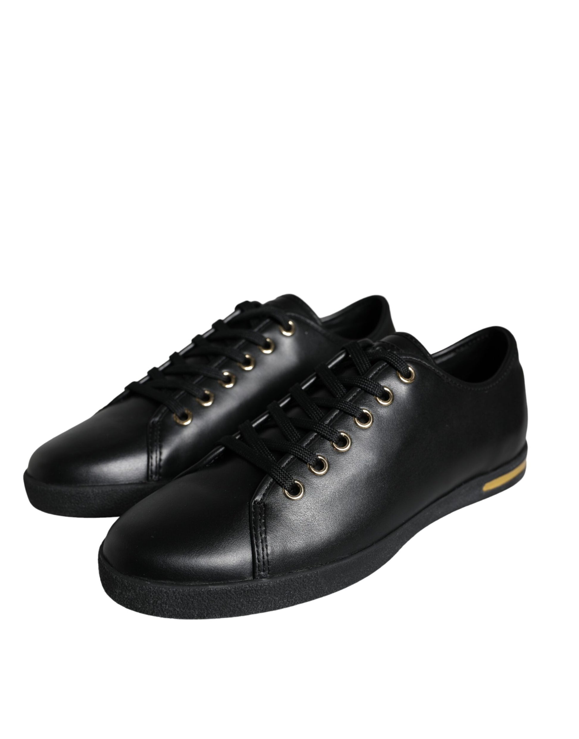 Dolce & Gabbana Black Gold Leather Classic Sneakers Shoes Curated Luxury Accessories by Orvyn