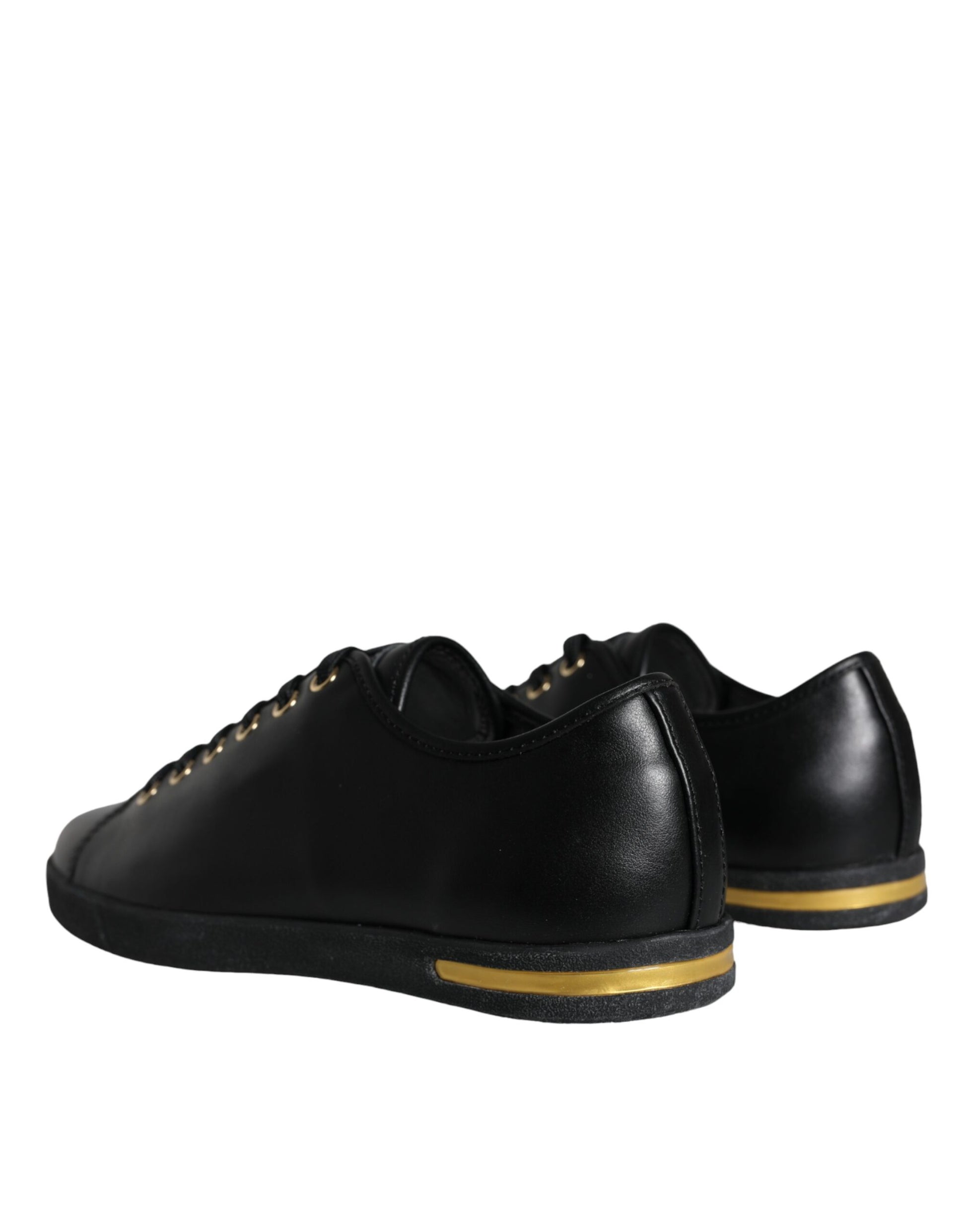 Dolce & Gabbana Black Gold Leather Classic Sneakers Shoes Curated Luxury Accessories by Orvyn