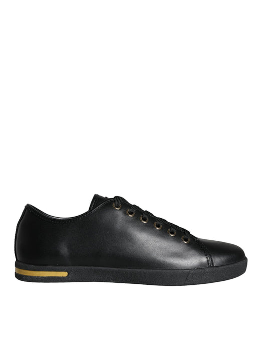 Dolce & Gabbana Black Gold Leather Classic Sneakers Shoes Curated Luxury Accessories by Orvyn