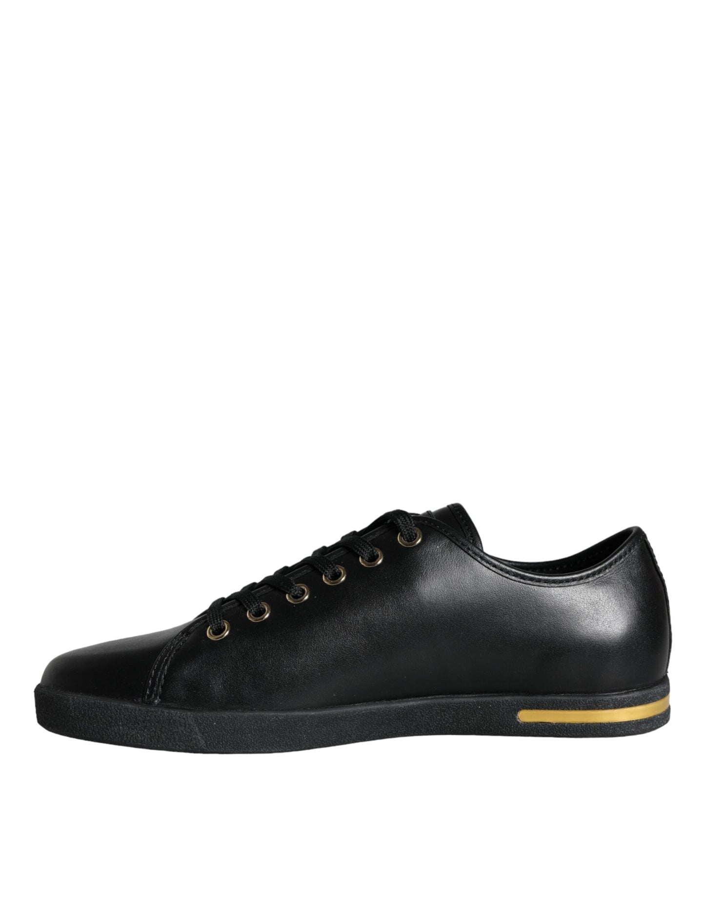 Dolce & Gabbana Black Gold Leather Classic Sneakers Shoes Curated Luxury Accessories by Orvyn