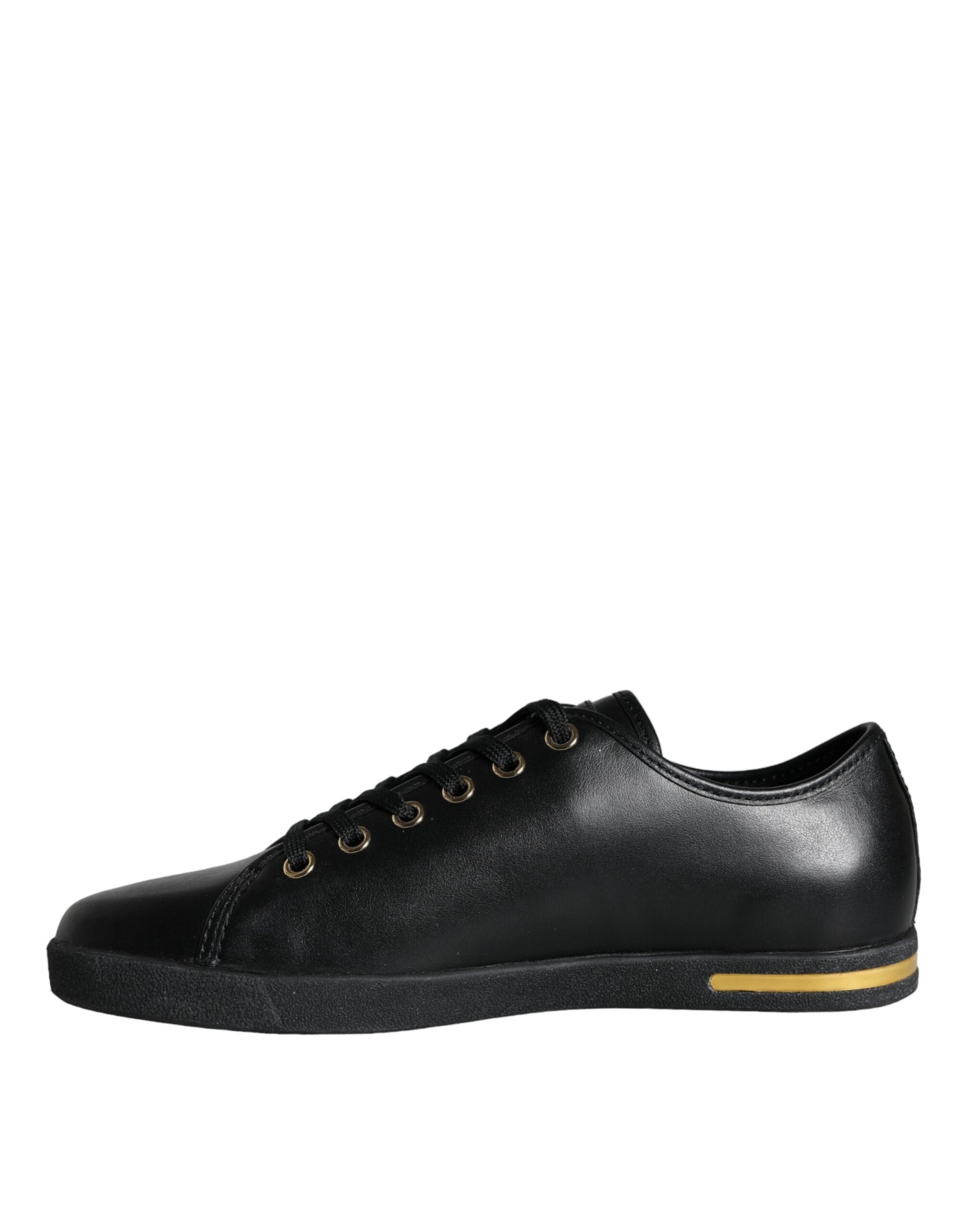 Dolce & Gabbana Black Gold Leather Classic Sneakers Shoes Curated Luxury Accessories by Orvyn