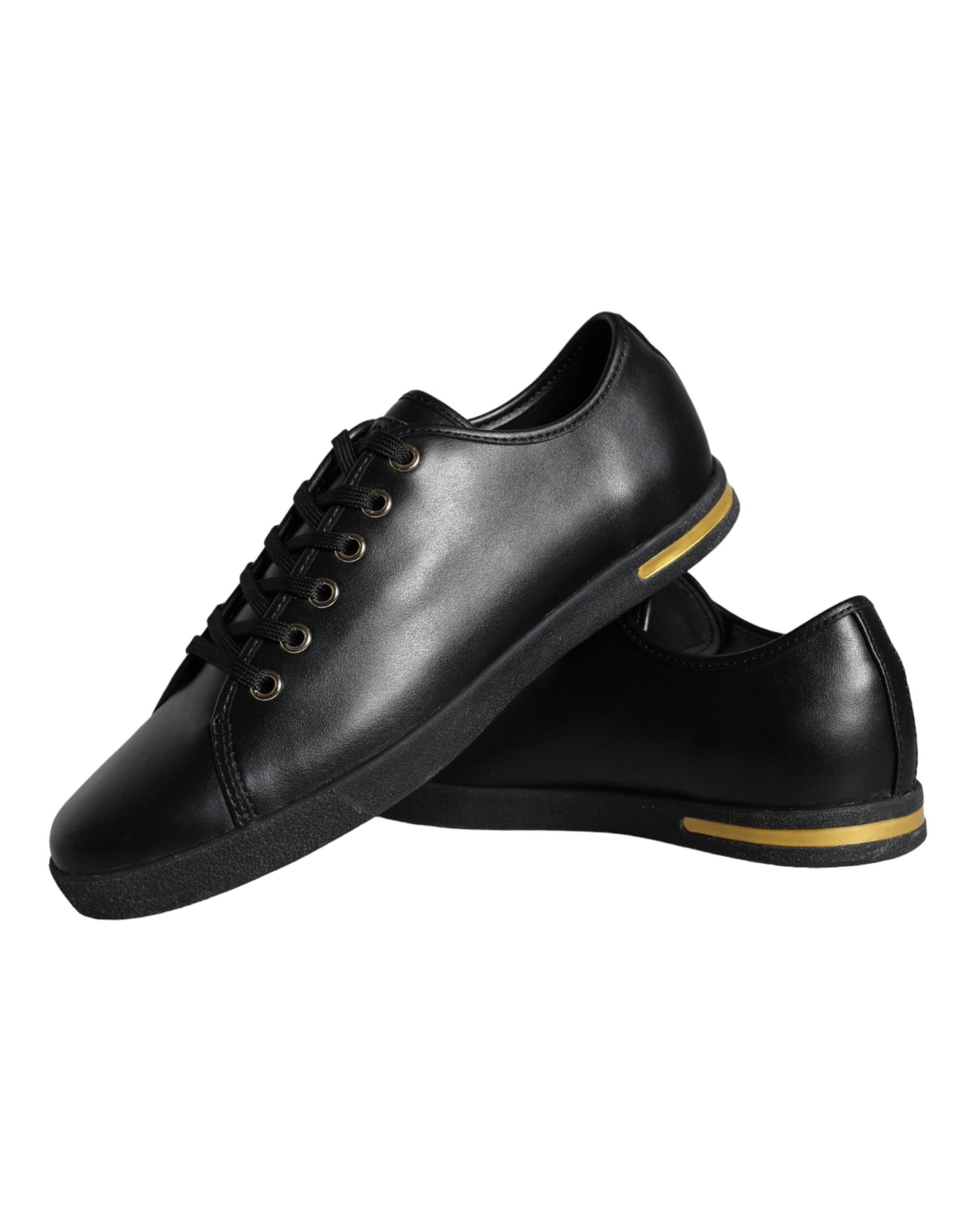 Dolce & Gabbana Black Gold Leather Classic Sneakers Shoes Curated Luxury Accessories by Orvyn