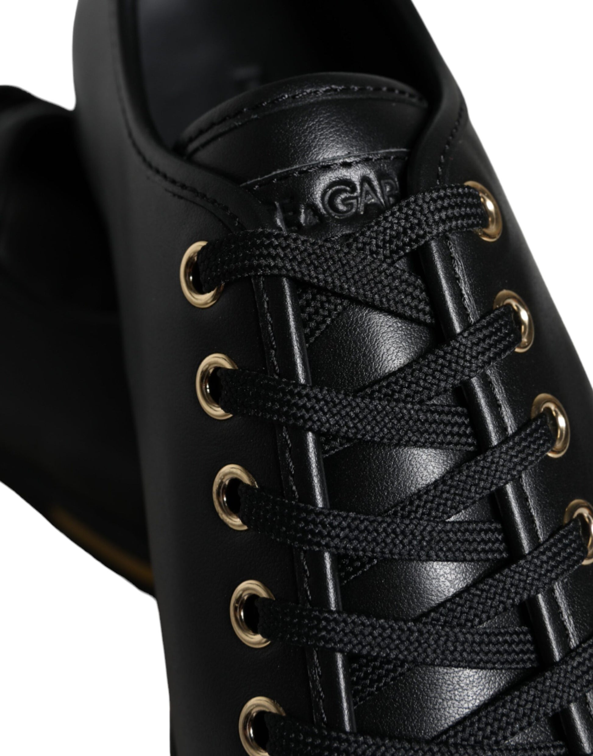 Dolce & Gabbana Black Gold Leather Classic Sneakers Shoes Curated Luxury Accessories by Orvyn