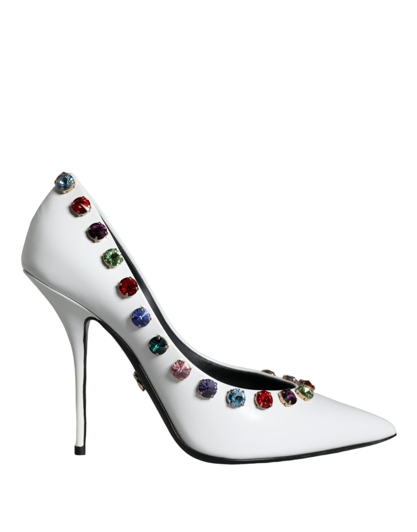 Dolce & Gabbana White Crystal Leather High Heels Pumps Shoes Curated Luxury Accessories by Orvyn