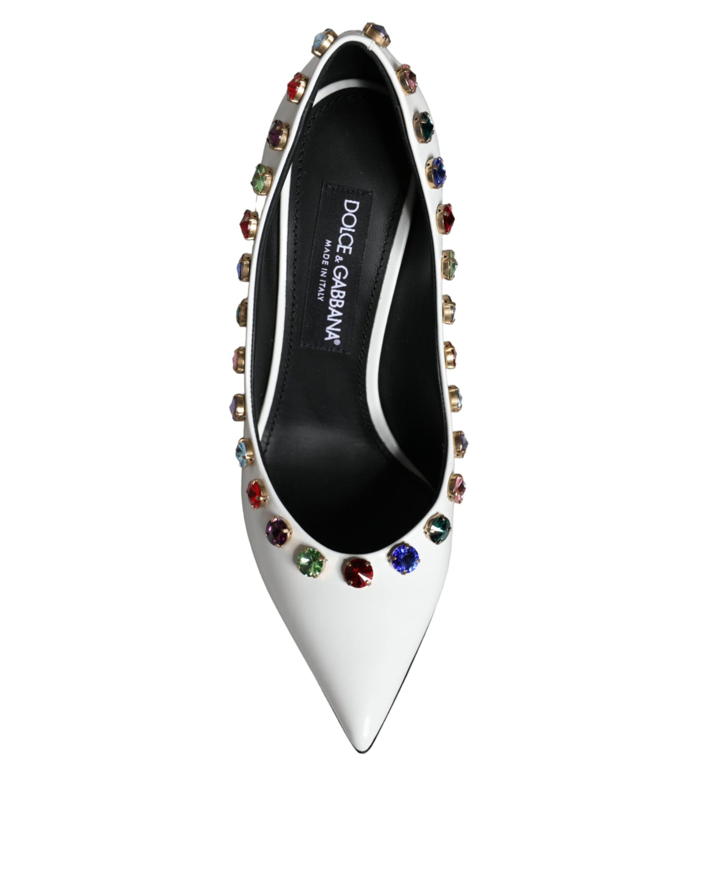 Dolce & Gabbana White Crystal Leather High Heels Pumps Shoes Curated Luxury Accessories by Orvyn
