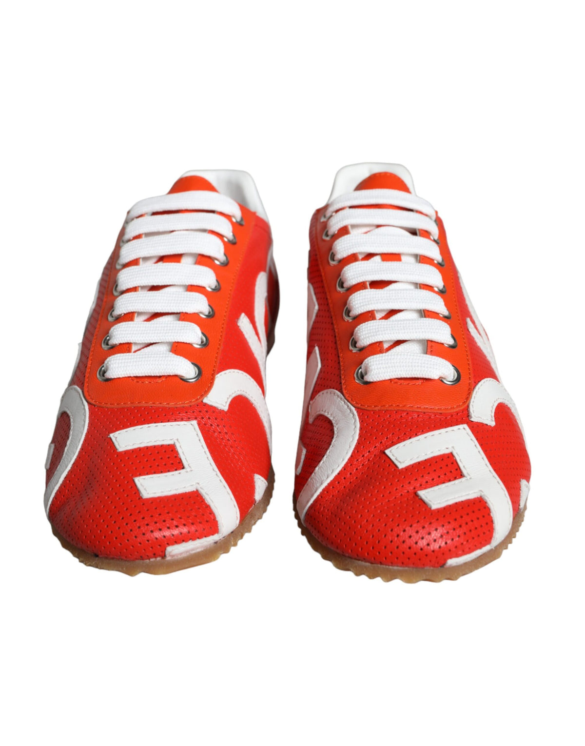 Dolce & Gabbana Red White Leather Logo Casual Sneakers Shoes weiss