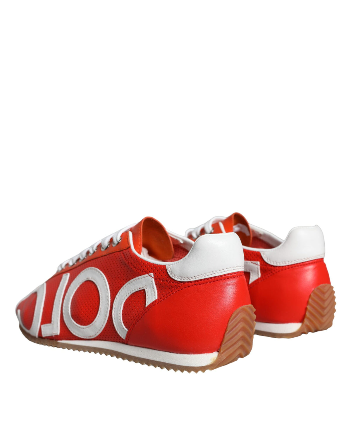 Dolce & Gabbana Red White Leather Logo Casual Sneakers Shoes weiss