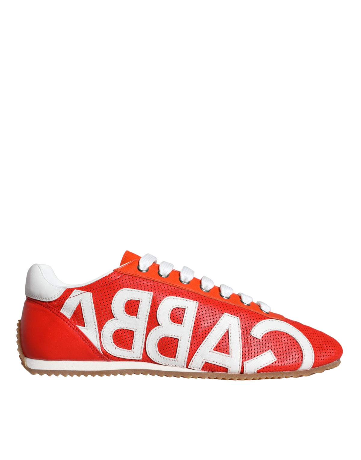 Dolce & Gabbana Red White Leather Logo Casual Sneakers Shoes weiss