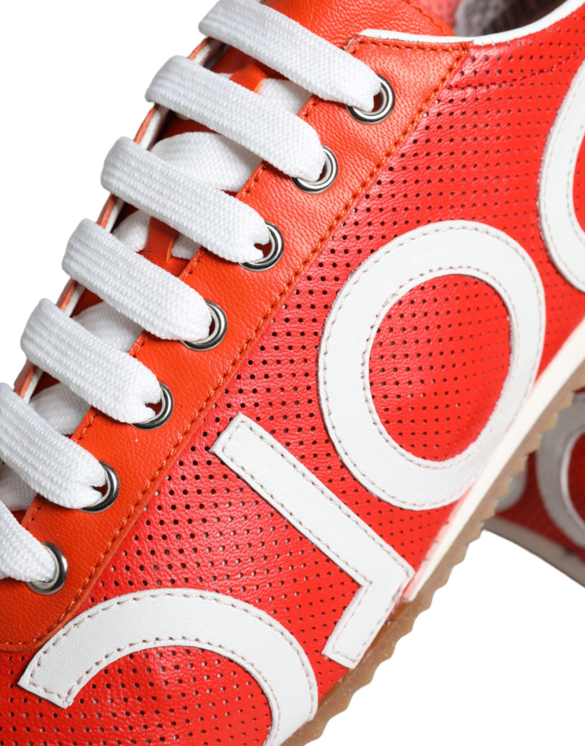 Dolce & Gabbana Red White Leather Logo Casual Sneakers Shoes weiss