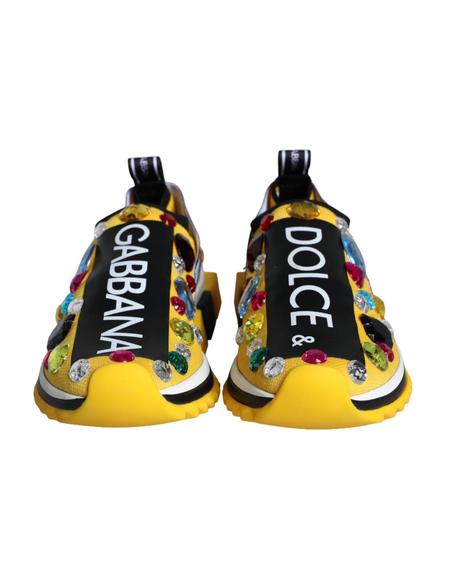 Dolce & Gabbana Yellow Sorrento Crystals Sneakers Womens Shoes Curated Luxury Accessories by Orvyn