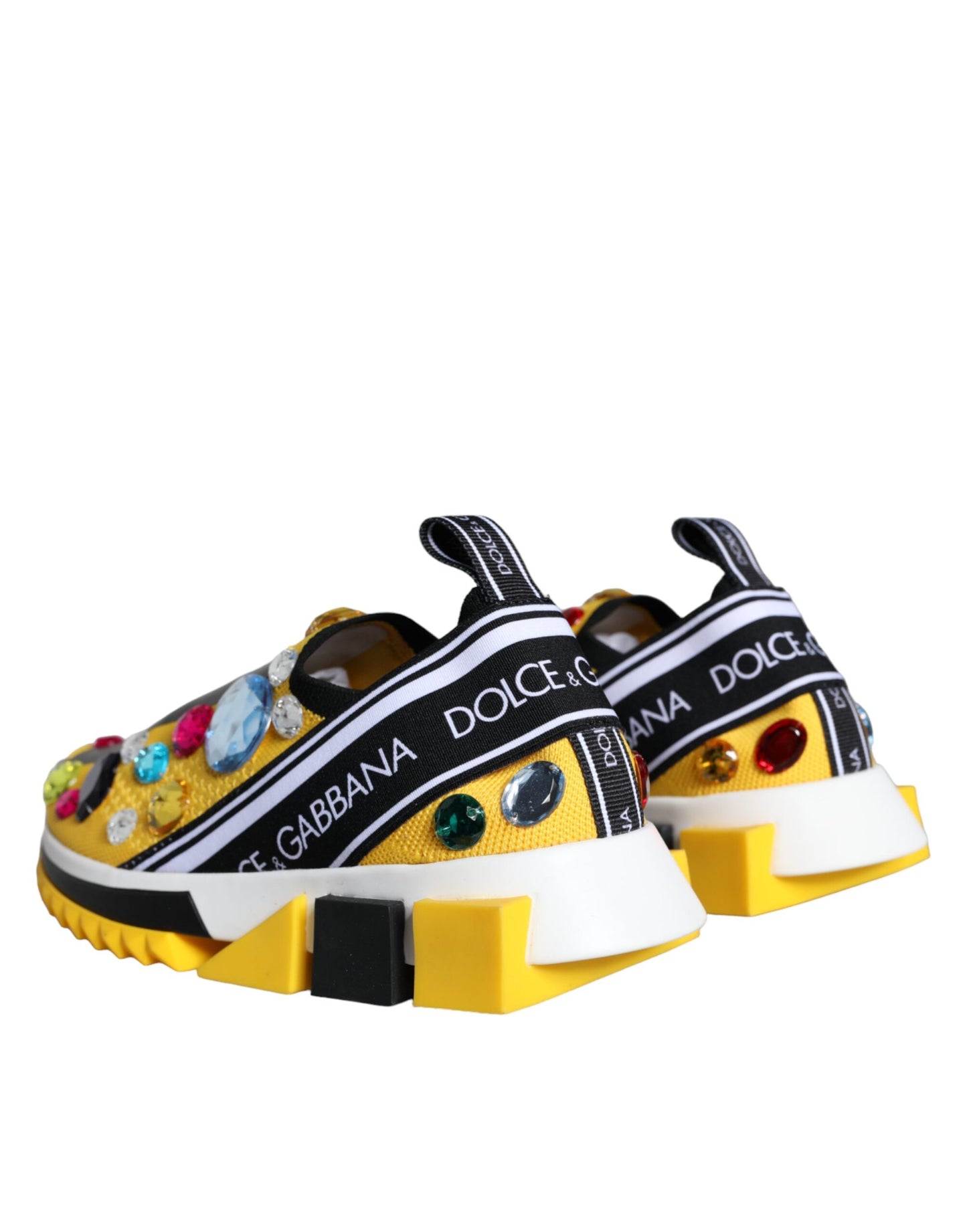 Dolce & Gabbana Yellow Sorrento Crystals Sneakers Womens Shoes Curated Luxury Accessories by Orvyn