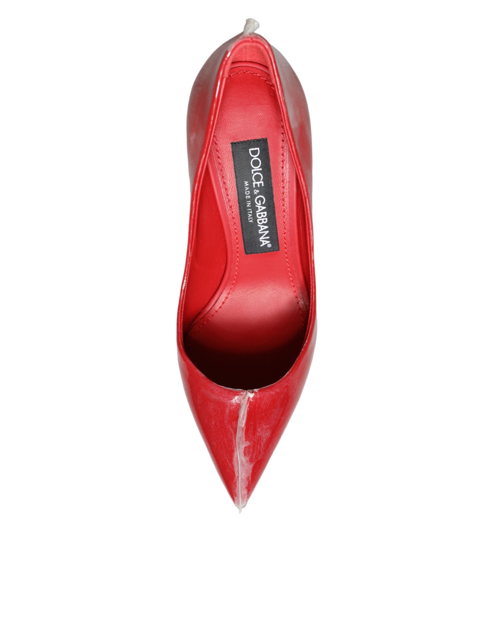 Dolce & Gabbana Red Patent Leather Faux Pearl Heels Pumps Shoes Curated Luxury Accessories by Orvyn