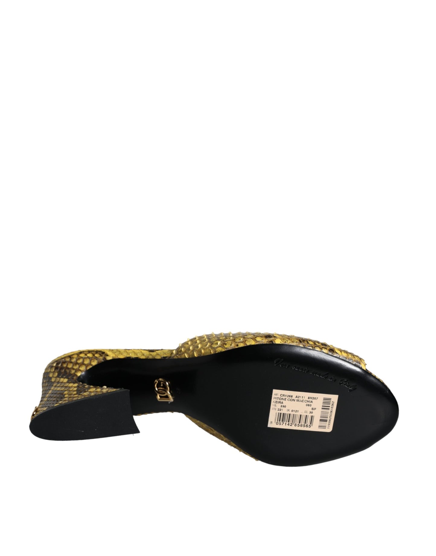Dolce & Gabbana Yellow Leather Block Heels Slides Shoes Curated Luxury Accessories by Orvyn