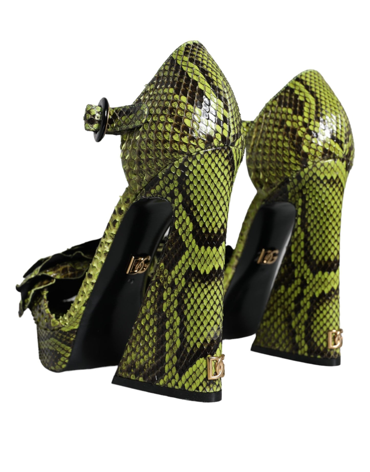 Dolce & Gabbana Green Exotic Leather Ankle Strap Heels Sandals Shoes Curated Luxury Accessories by Orvyn