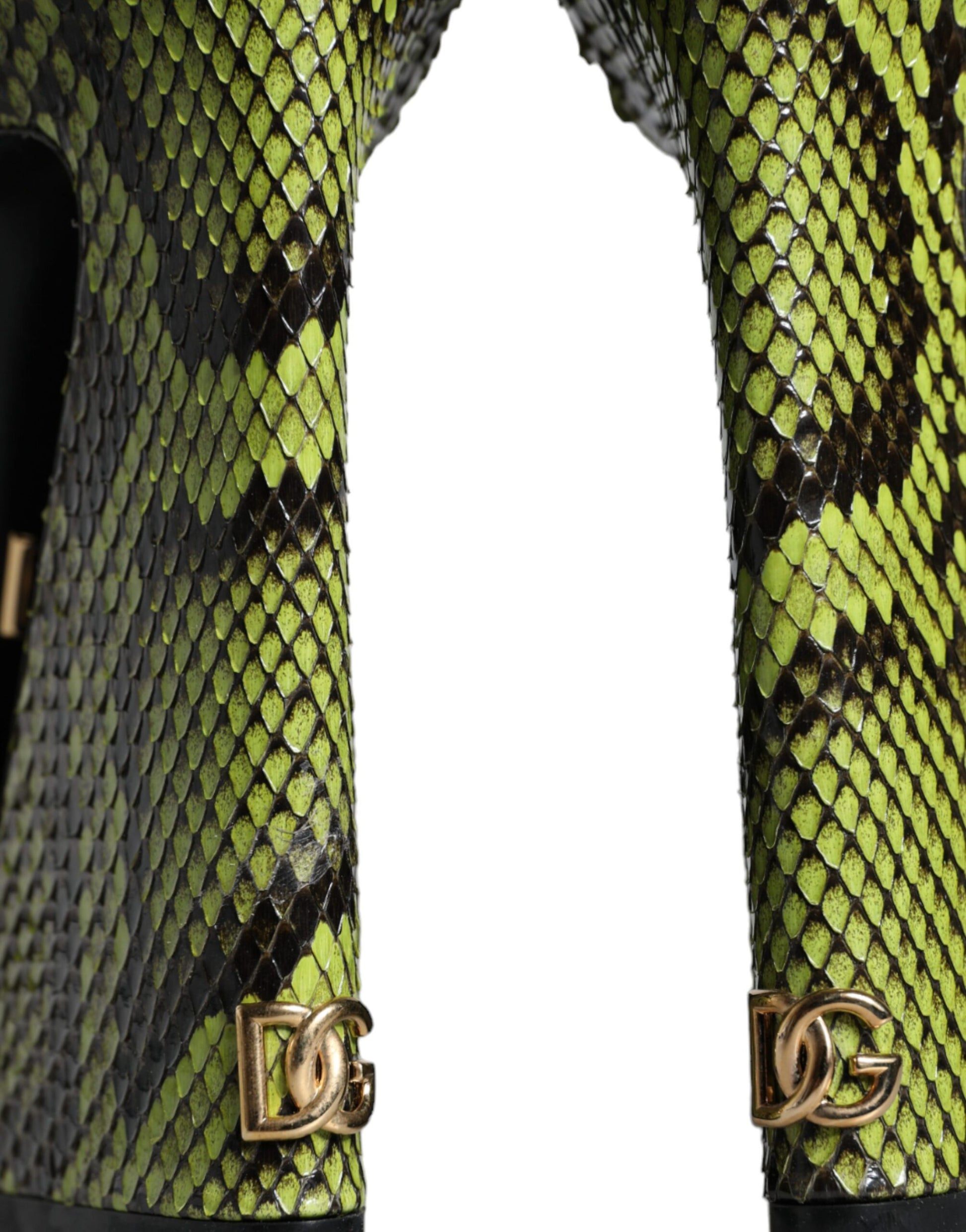 Dolce & Gabbana Green Exotic Leather Ankle Strap Heels Sandals Shoes Curated Luxury Accessories by Orvyn
