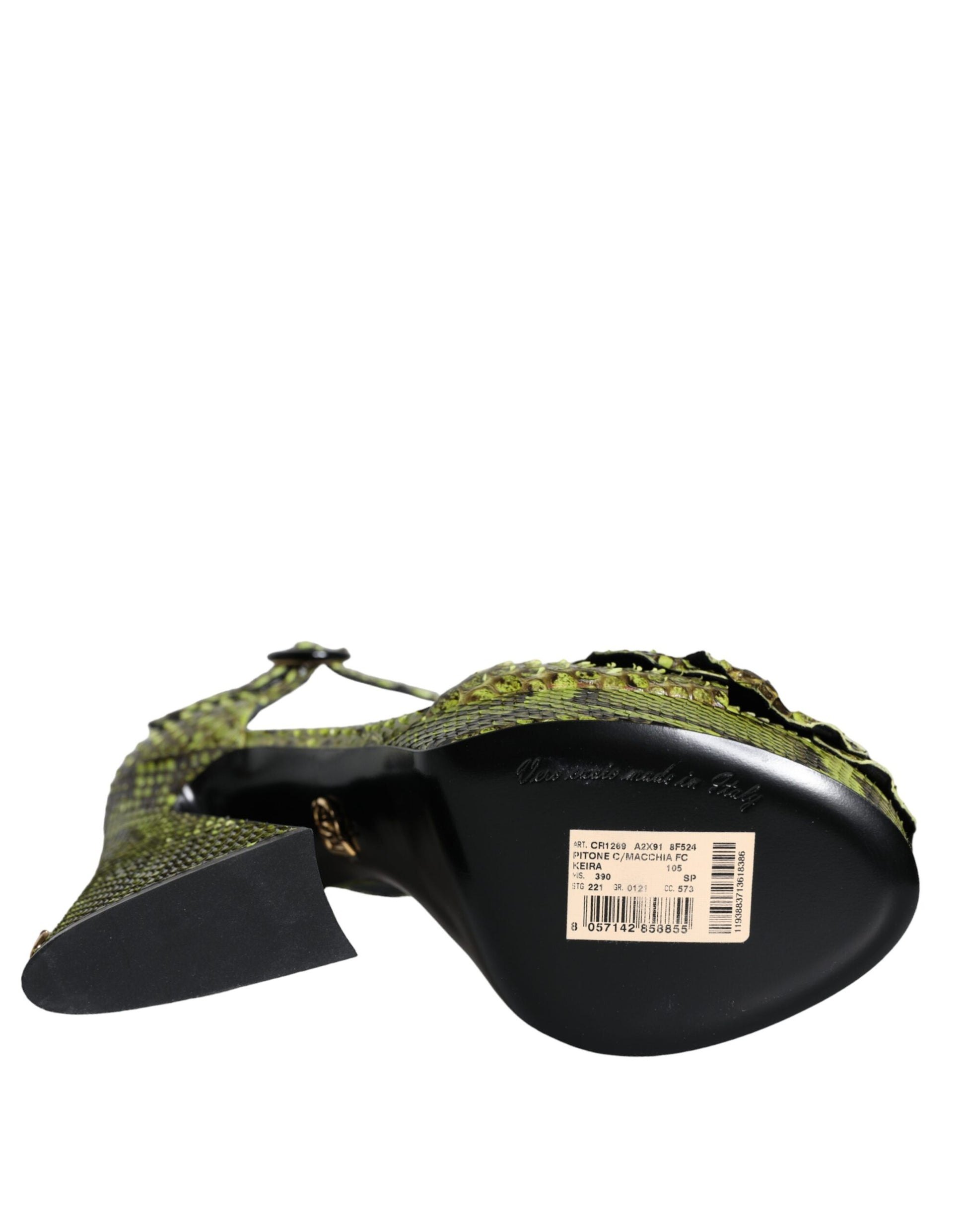 Dolce & Gabbana Green Exotic Leather Ankle Strap Heels Sandals Shoes Curated Luxury Accessories by Orvyn