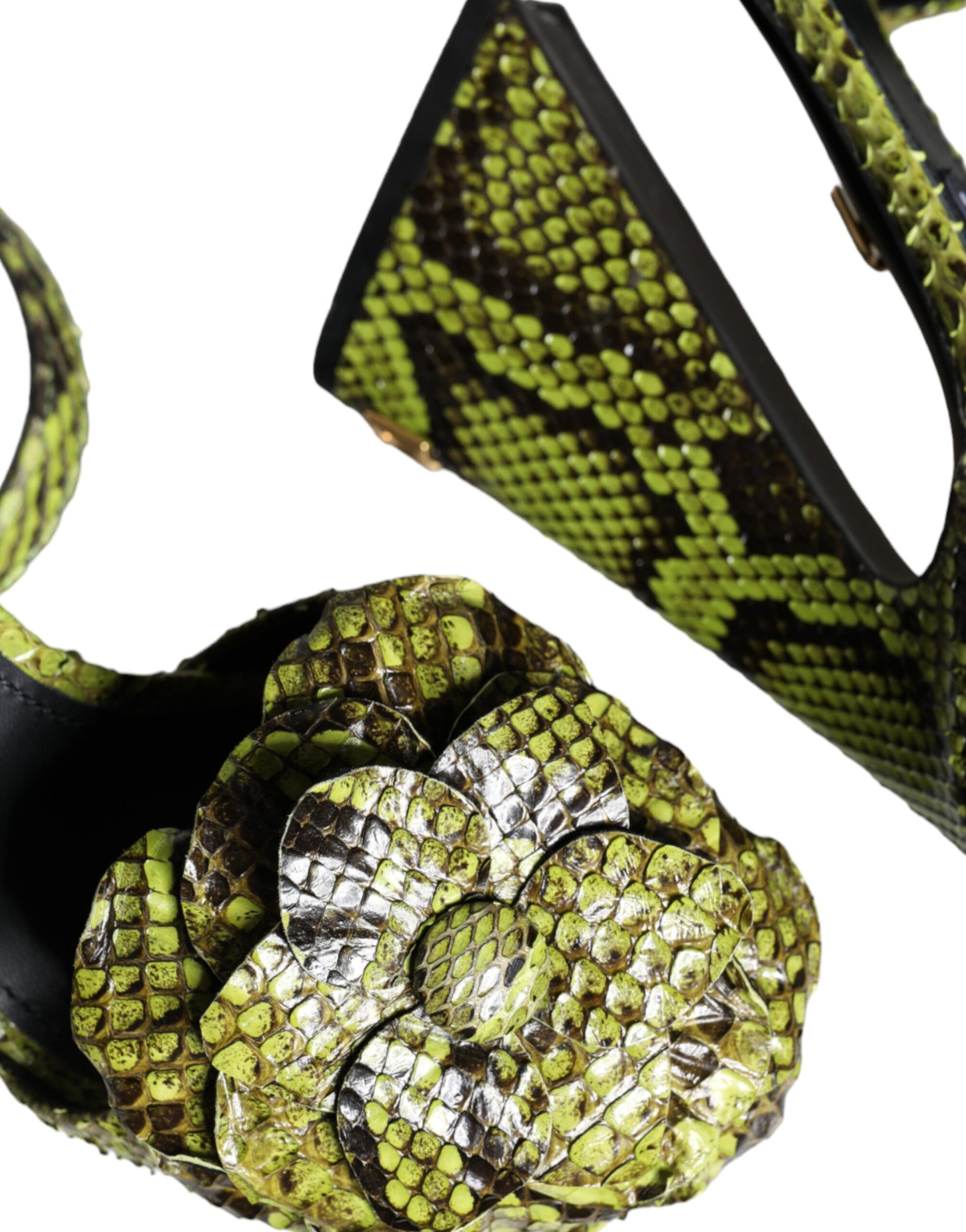 Dolce & Gabbana Green Exotic Leather Ankle Strap Heels Sandals Shoes Curated Luxury Accessories by Orvyn