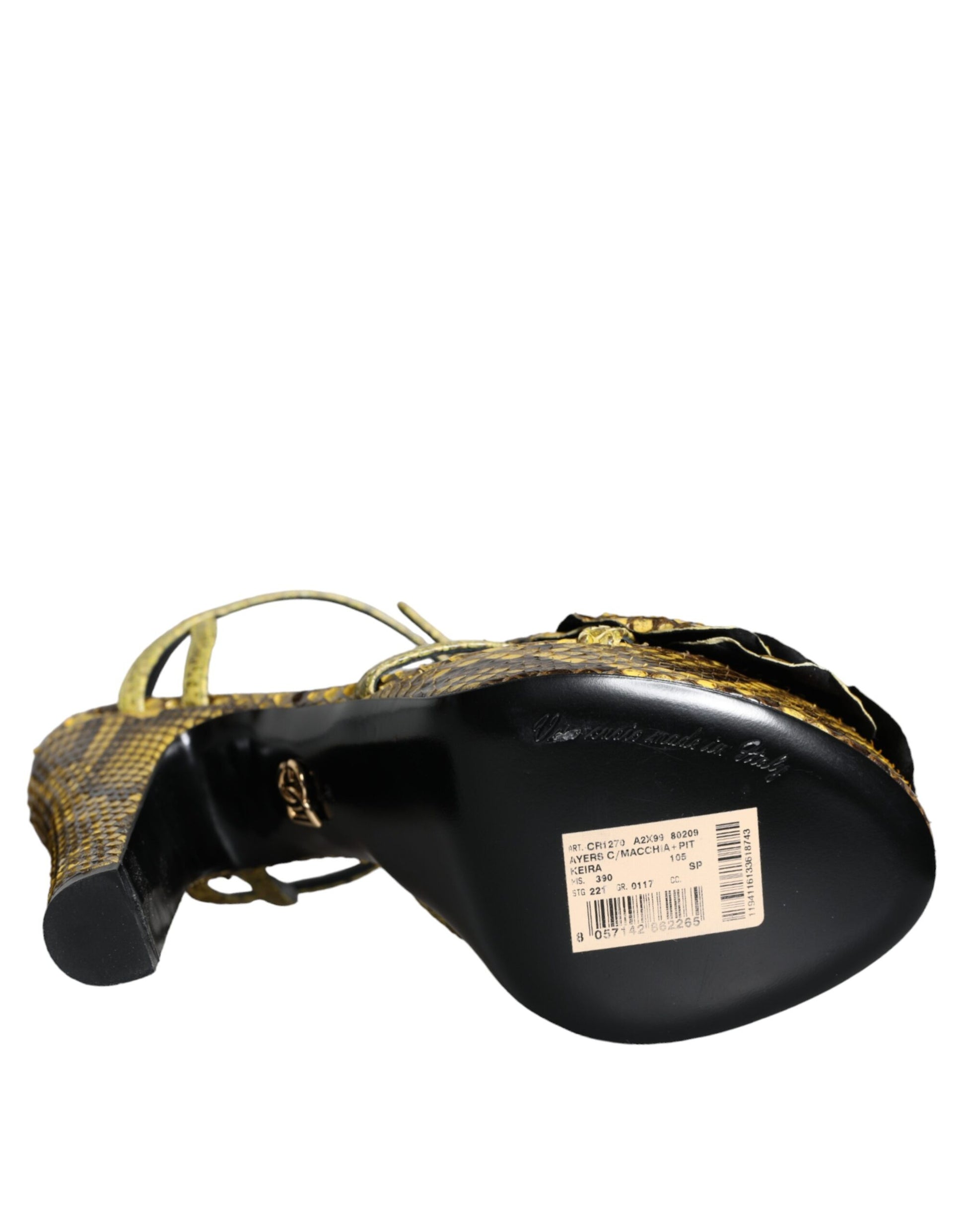 Dolce & Gabbana Yellow Exotic Leather Ankle Strap Heels Sandals Shoes Curated Luxury Accessories by Orvyn