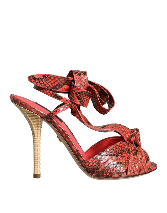 Dolce & Gabbana Coral Exotic Leather Heels Sandals Shoes Curated Luxury Accessories by Orvyn