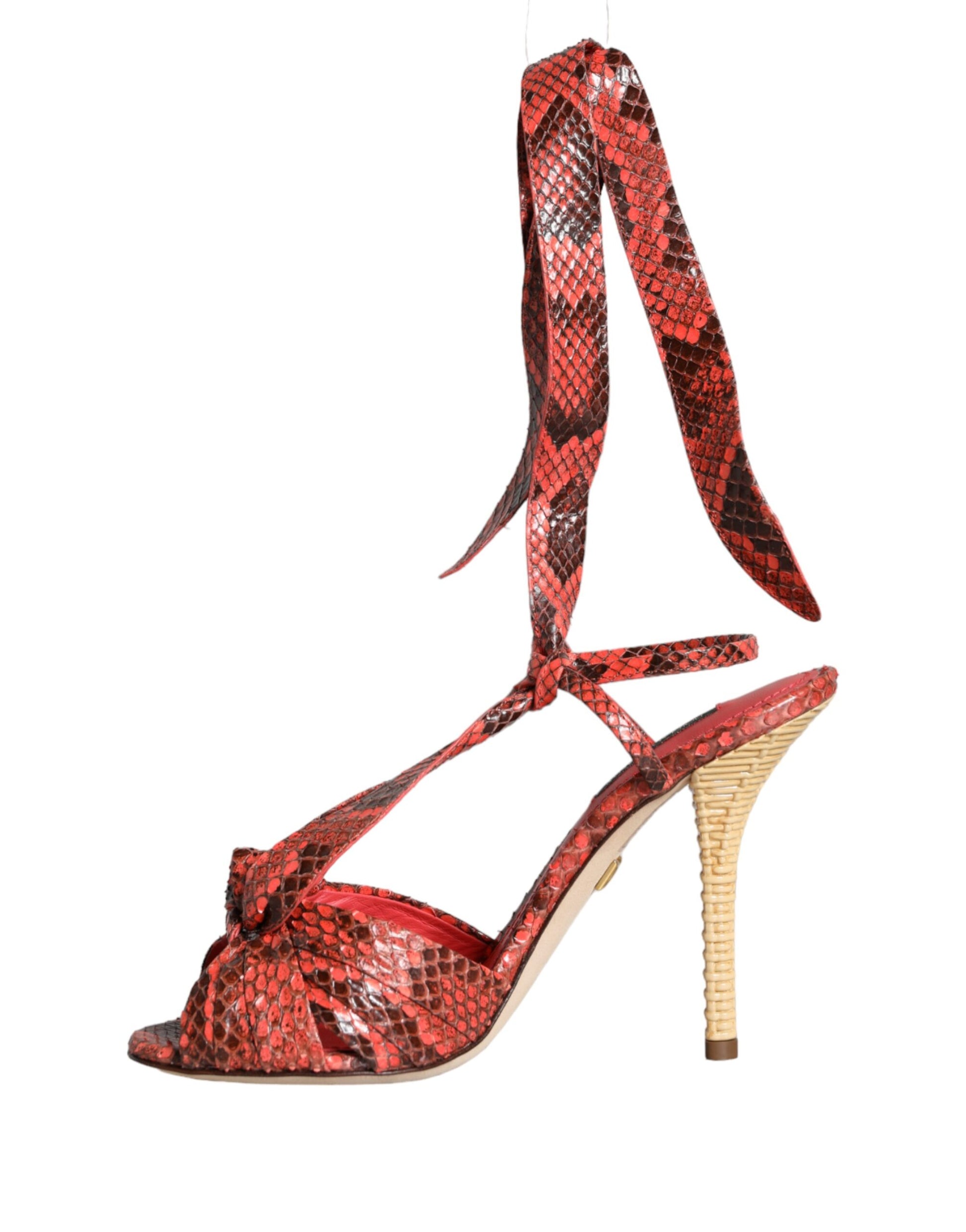 Dolce & Gabbana Coral Exotic Leather Heels Sandals Shoes Curated Luxury Accessories by Orvyn