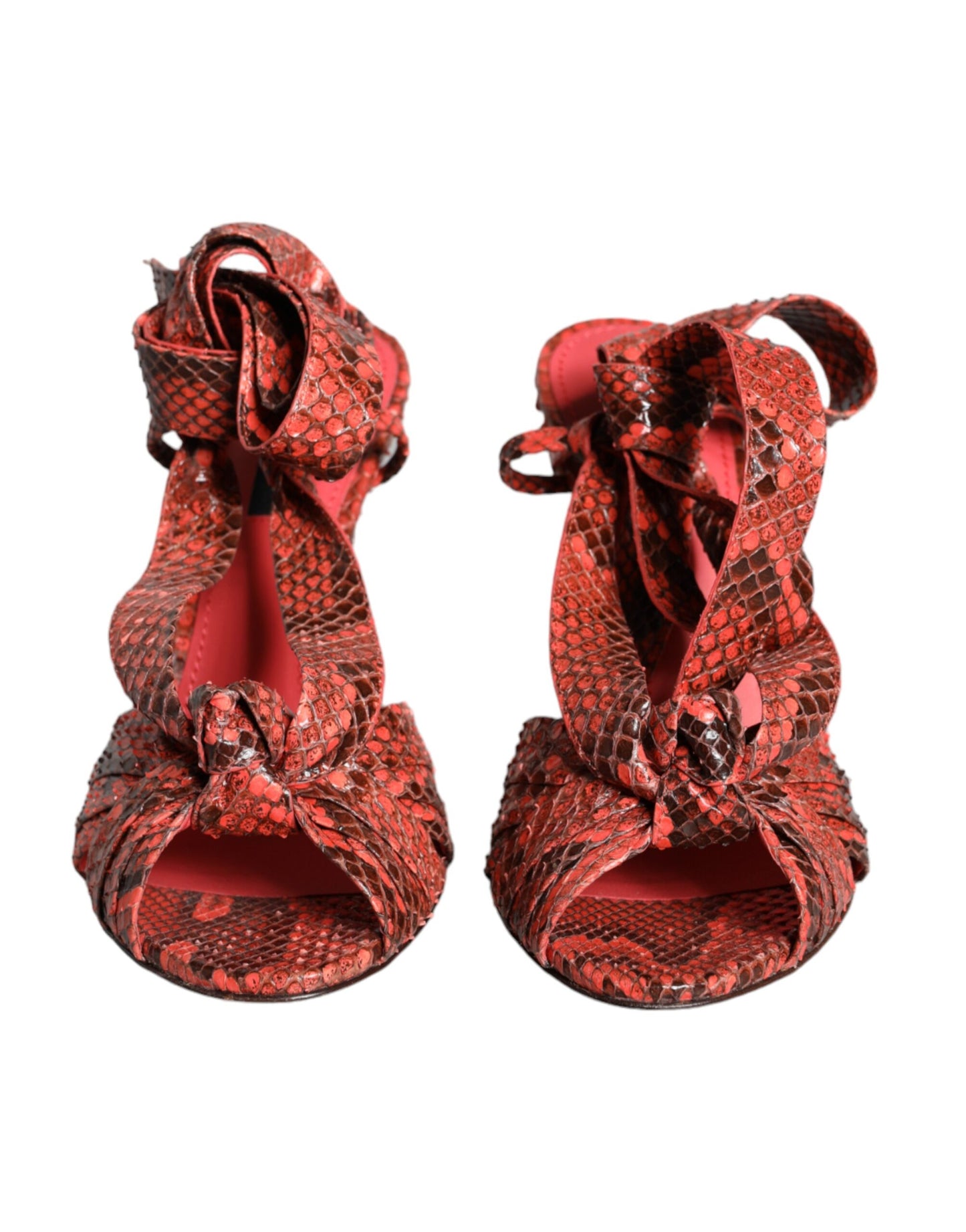 Dolce & Gabbana Coral Exotic Leather Heels Sandals Shoes Curated Luxury Accessories by Orvyn