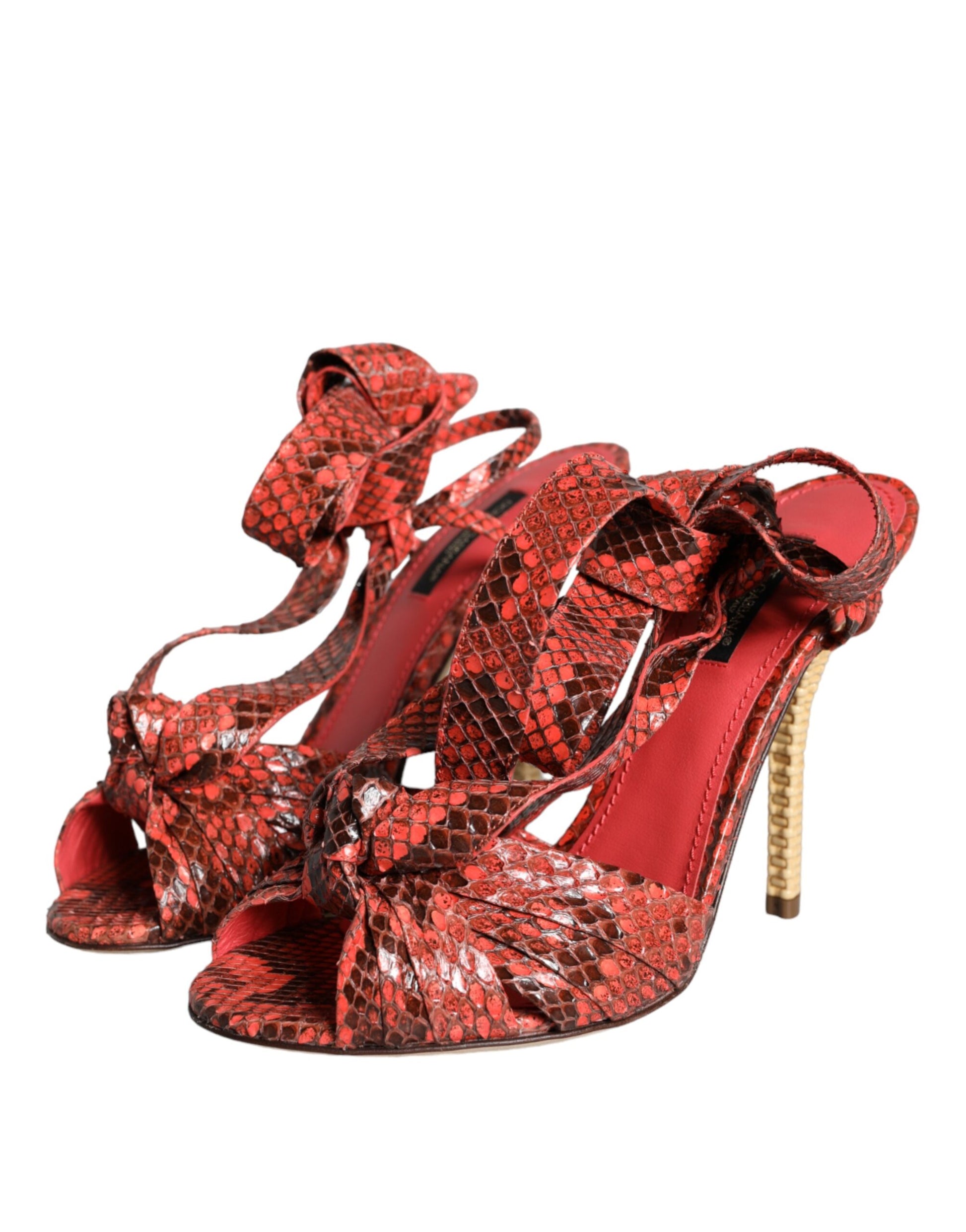 Dolce & Gabbana Coral Exotic Leather Heels Sandals Shoes Curated Luxury Accessories by Orvyn