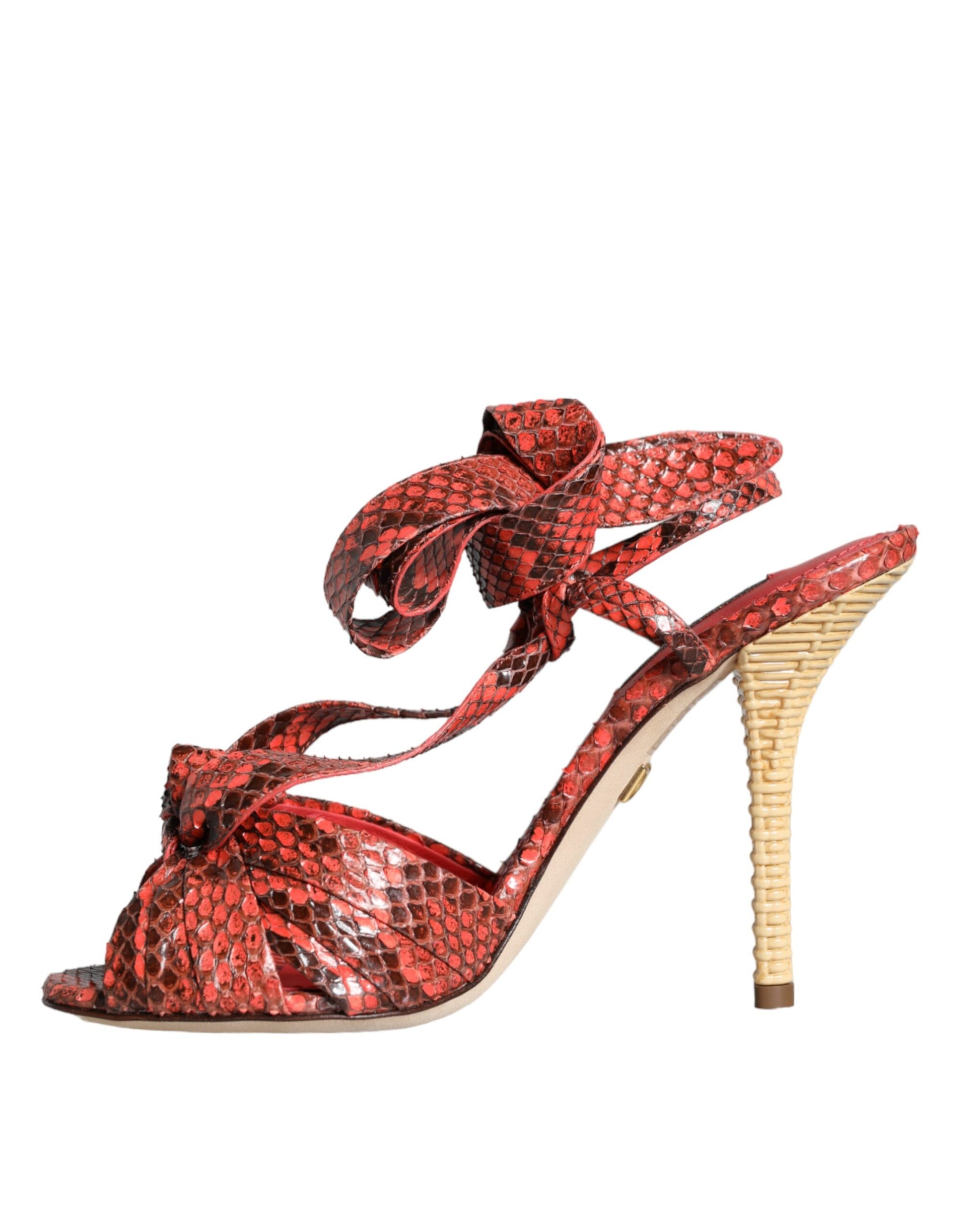 Dolce & Gabbana Coral Exotic Leather Heels Sandals Shoes Curated Luxury Accessories by Orvyn