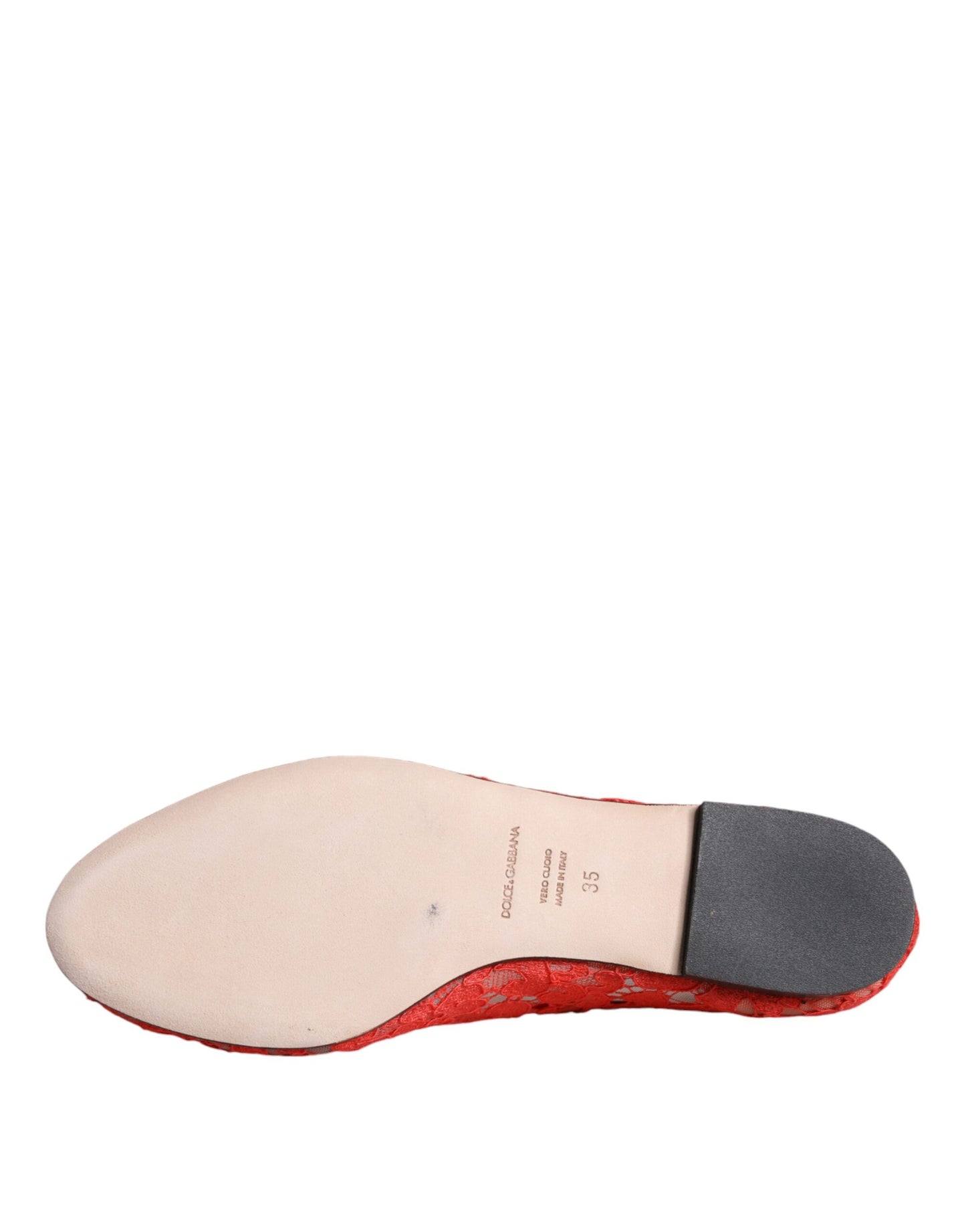 Dolce & Gabbana Coral Lace Crystal Ballet Flats Loafers Shoes Curated Luxury Accessories by Orvyn