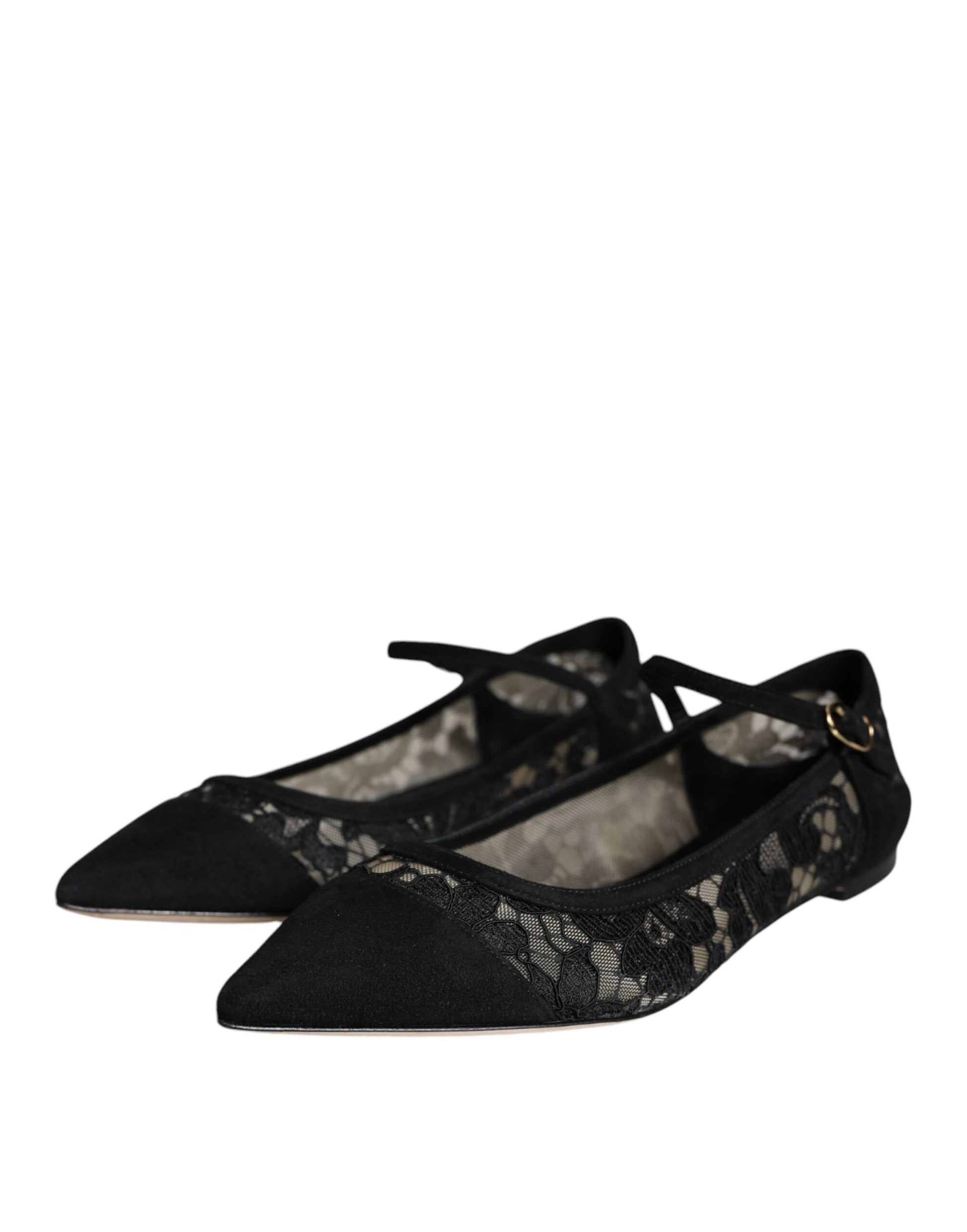 Dolce & Gabbana Black Taormina Lace Bellucci Flats Shoes Curated Luxury Accessories by Orvyn
