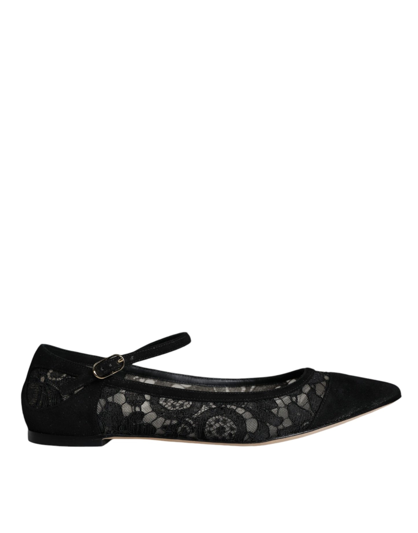 Dolce & Gabbana Black Taormina Lace Bellucci Flats Shoes Curated Luxury Accessories by Orvyn
