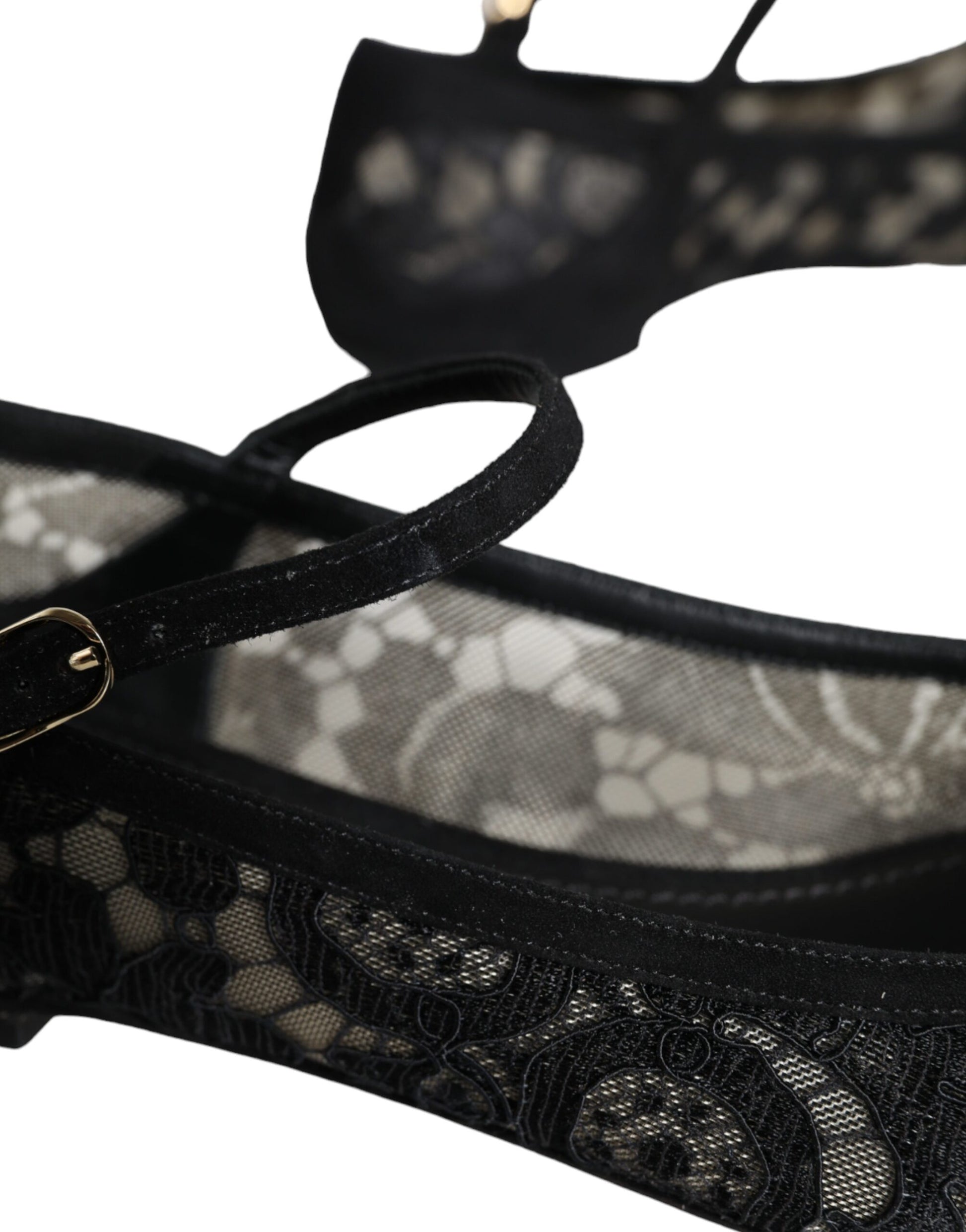 Dolce & Gabbana Black Taormina Lace Bellucci Flats Shoes Curated Luxury Accessories by Orvyn