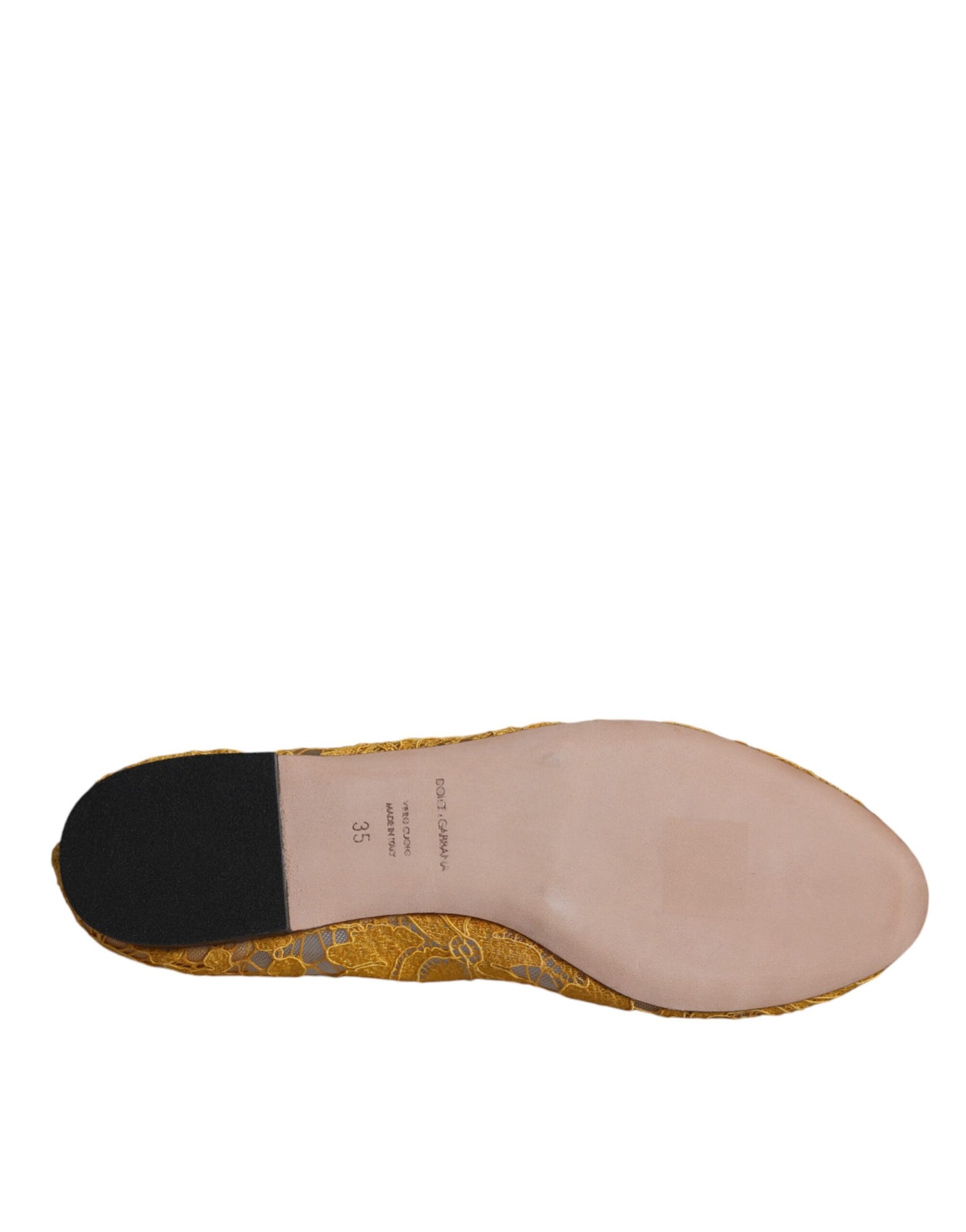 Dolce & Gabbana Mustard Lace Crystal Ballet Flats Loafer Shoes Curated Luxury Accessories by Orvyn