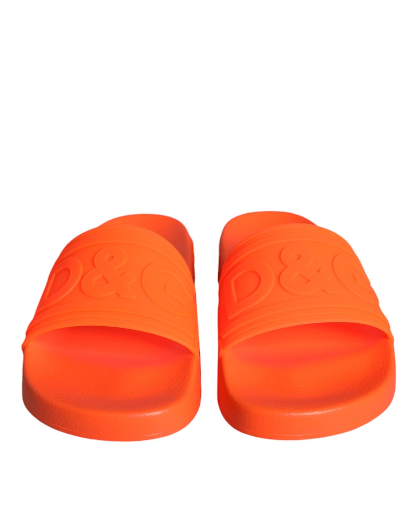 Dolce & Gabbana Orange Rubber Slides Sandals Beachwear Shoes Curated Luxury Accessories by Orvyn