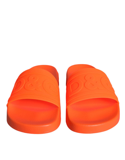 Dolce & Gabbana Orange Rubber Slides Sandals Beachwear Shoes Curated Luxury Accessories by Orvyn