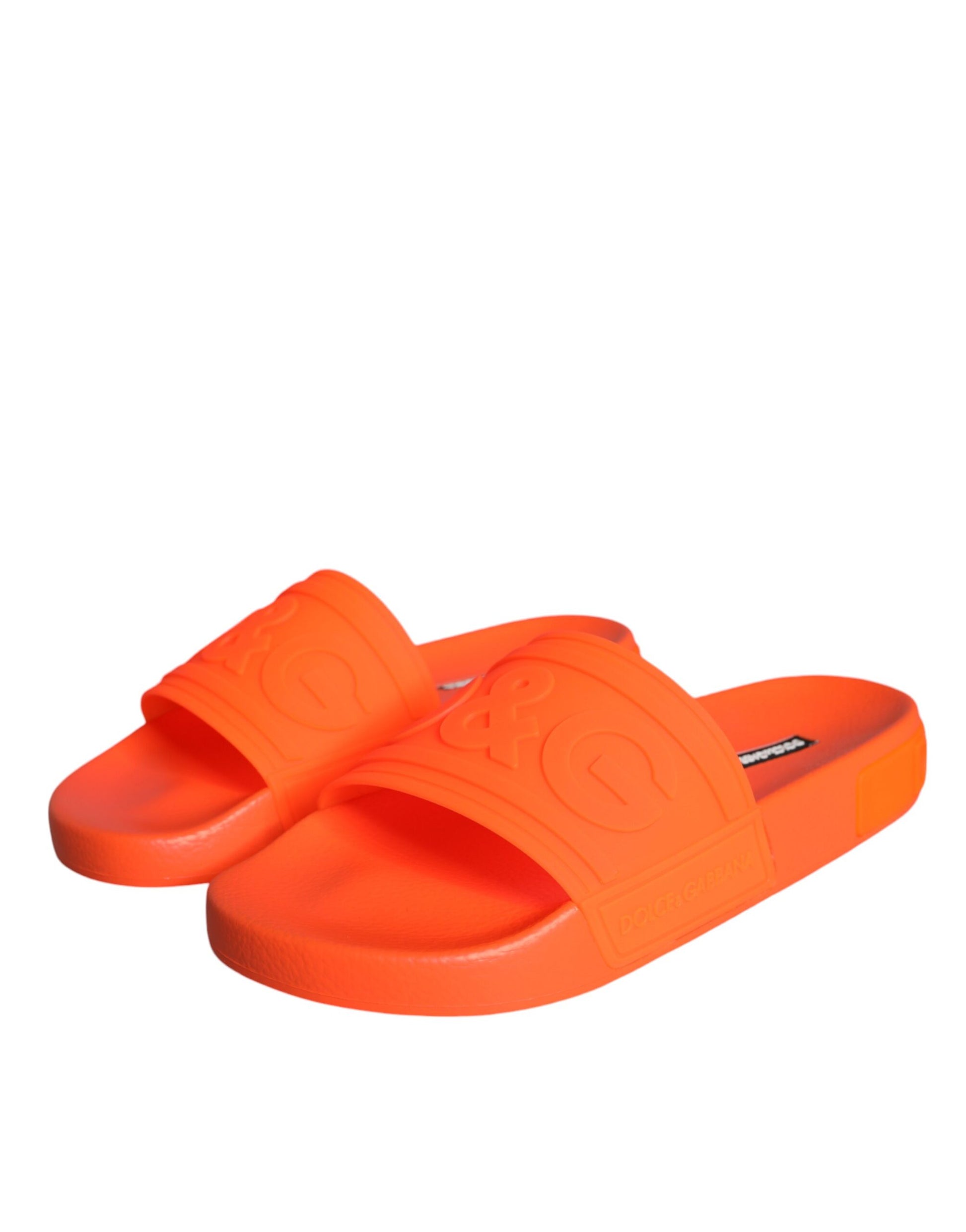 Dolce & Gabbana Orange Rubber Slides Sandals Beachwear Shoes Curated Luxury Accessories by Orvyn
