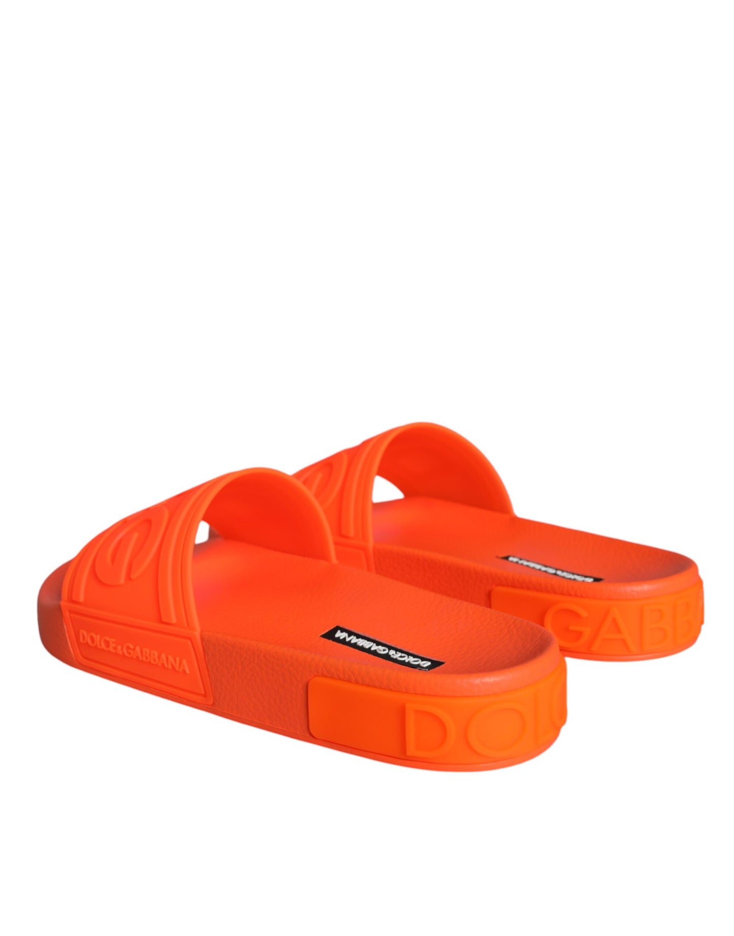 Dolce & Gabbana Orange Rubber Slides Sandals Beachwear Shoes Curated Luxury Accessories by Orvyn