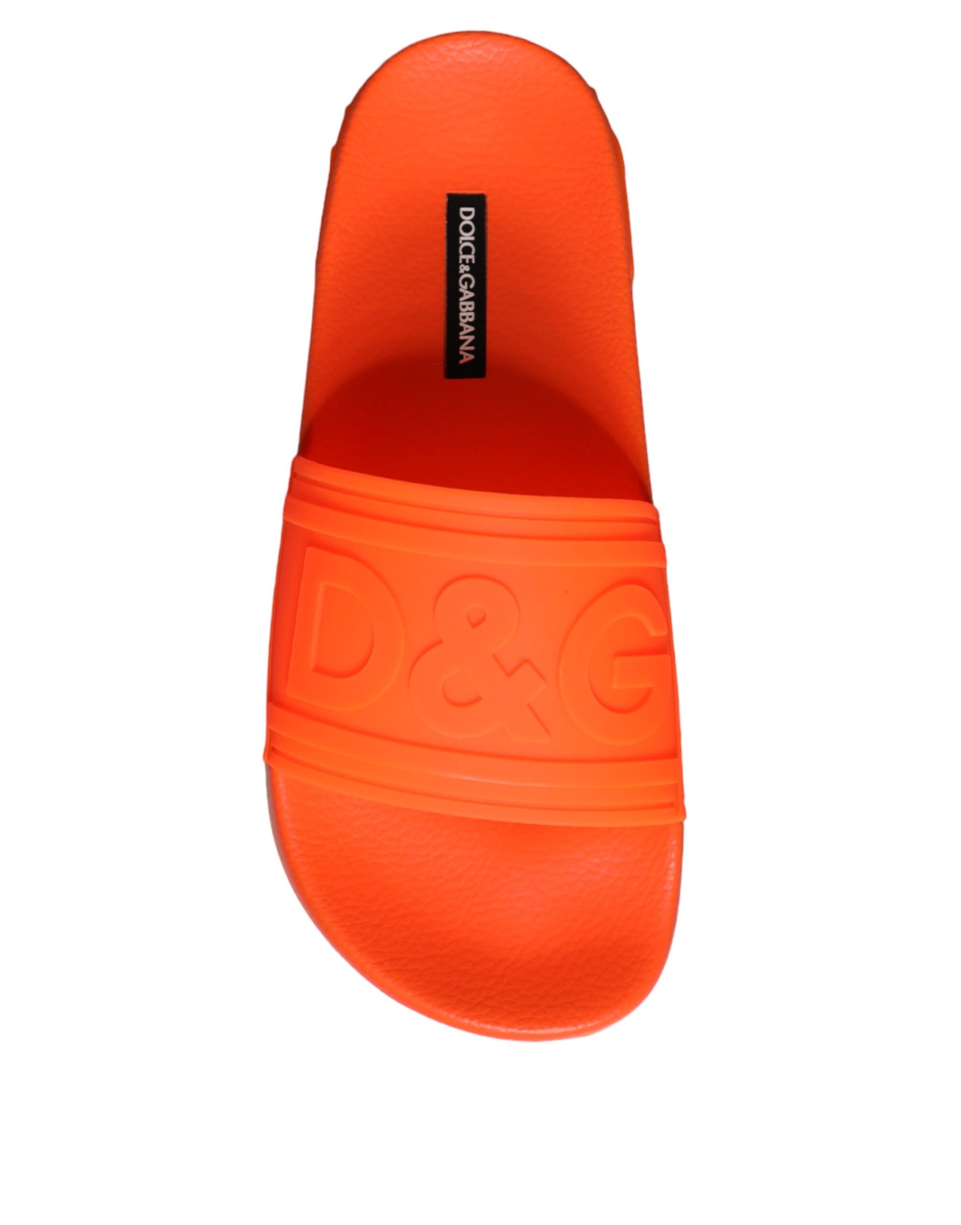 Dolce & Gabbana Orange Rubber Slides Sandals Beachwear Shoes Curated Luxury Accessories by Orvyn