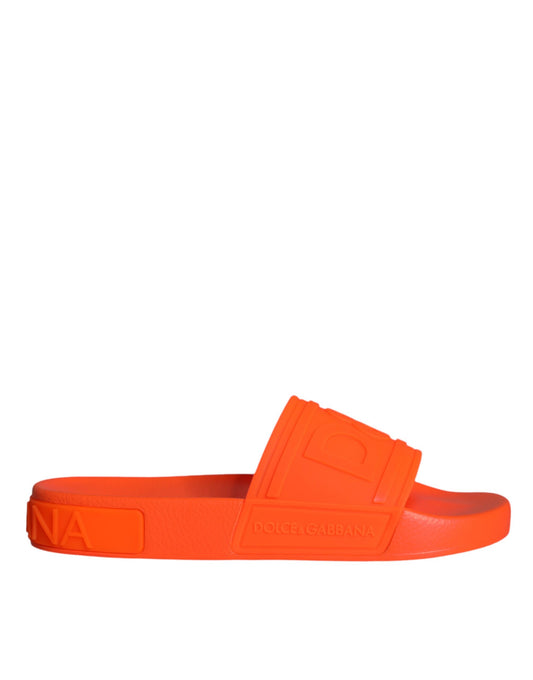 Dolce & Gabbana Orange Rubber Slides Sandals Beachwear Shoes Curated Luxury Accessories by Orvyn