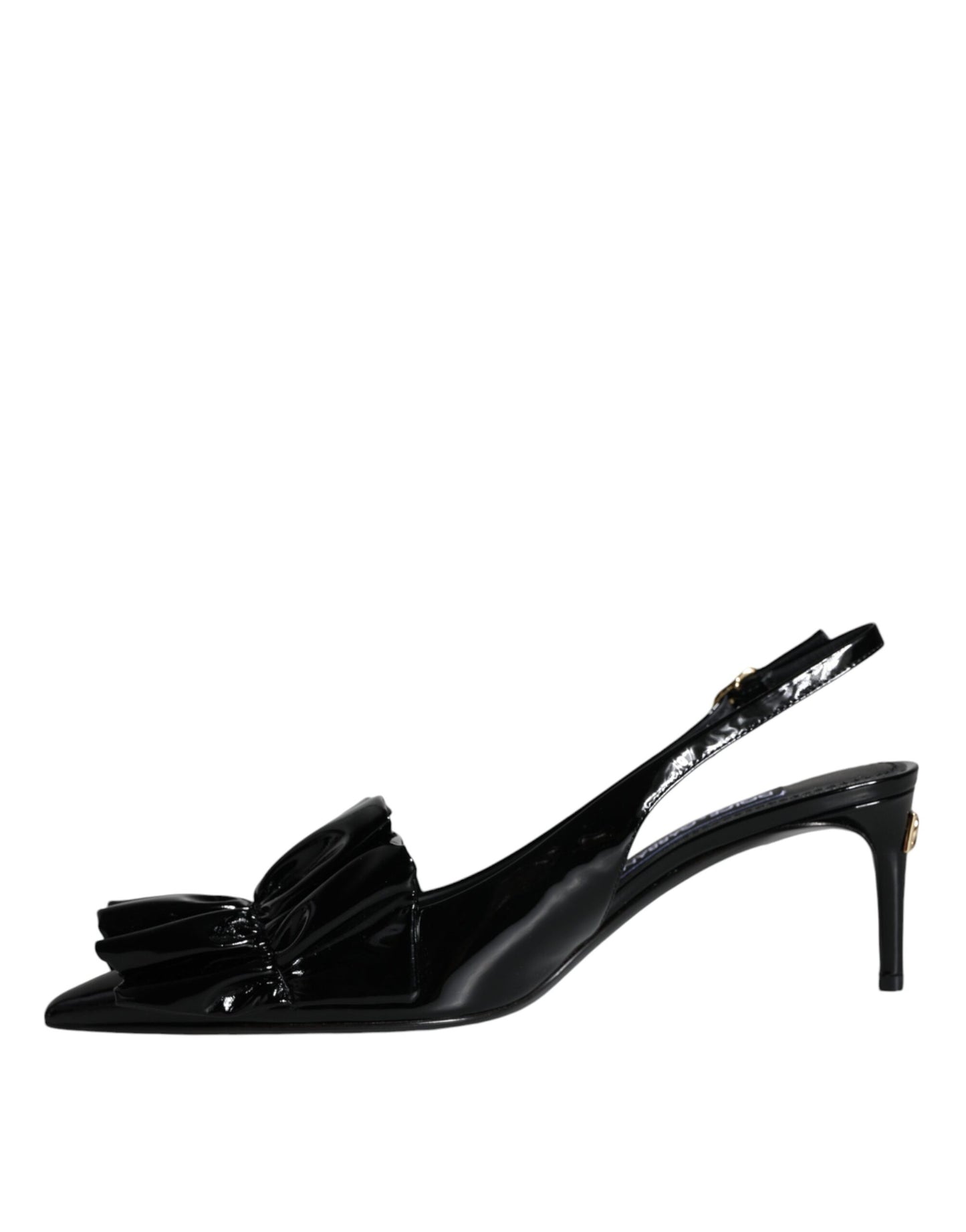 Dolce & Gabbana Black Patent Leather Heels Slingback Shoes Curated Luxury Accessories by Orvyn